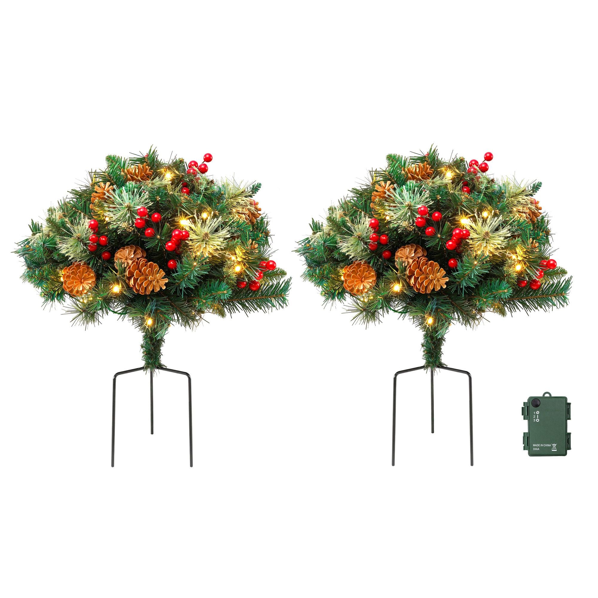 2 Pack 45cm Lighted Artificial Christmas Tree Pathway Xmas Trees