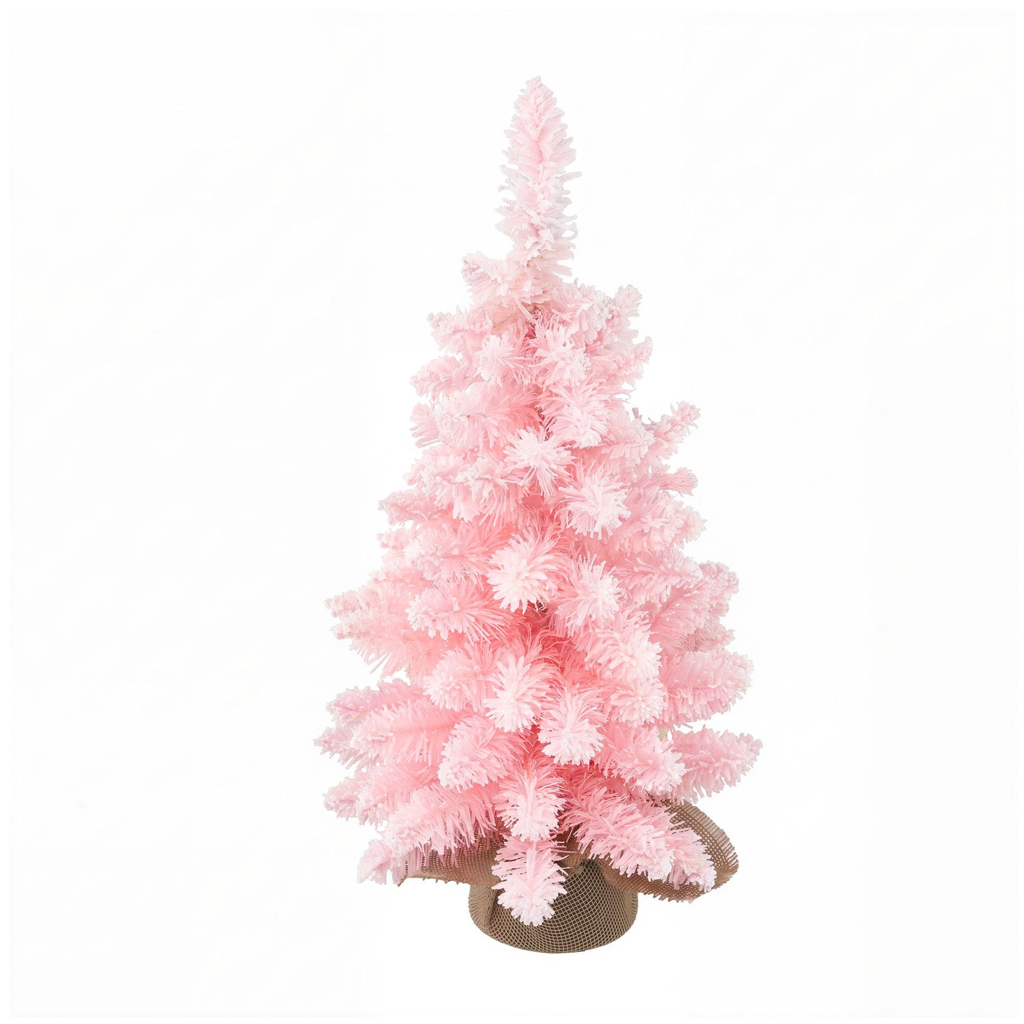60cm Flocked Pink Christmas Tree Mini Tabletop Xmas Tree