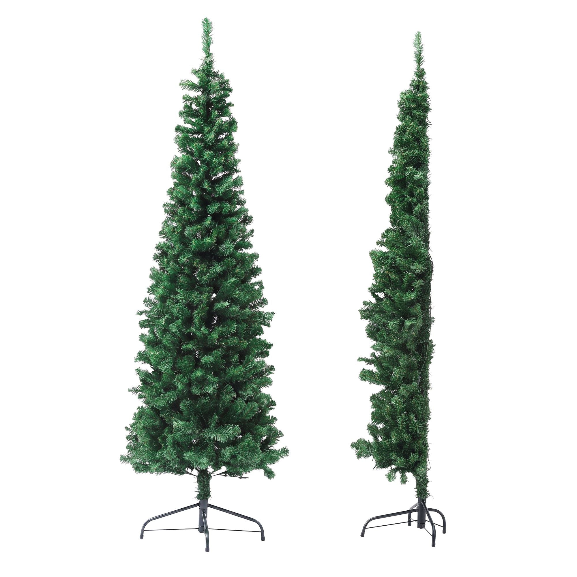 1.8m Pre-Lit Christmas Tree Slim Pencil Xmas Tree Corner Tree