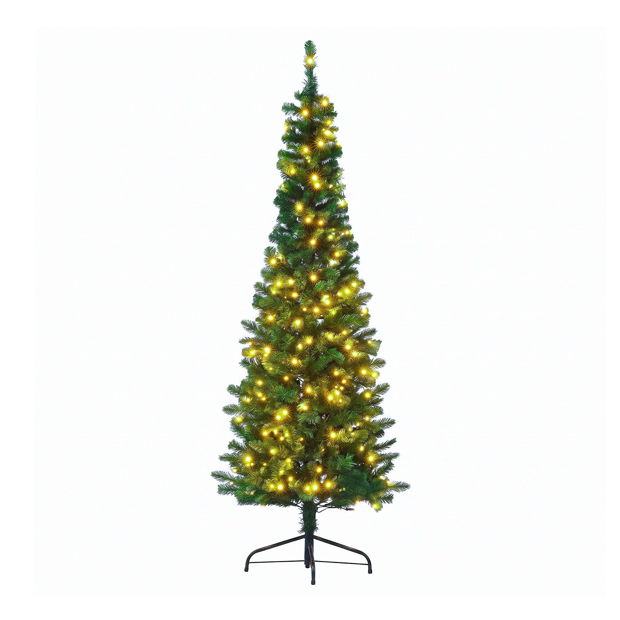 1.8m Pre-Lit Christmas Tree Slim Pencil Xmas Tree Corner Tree