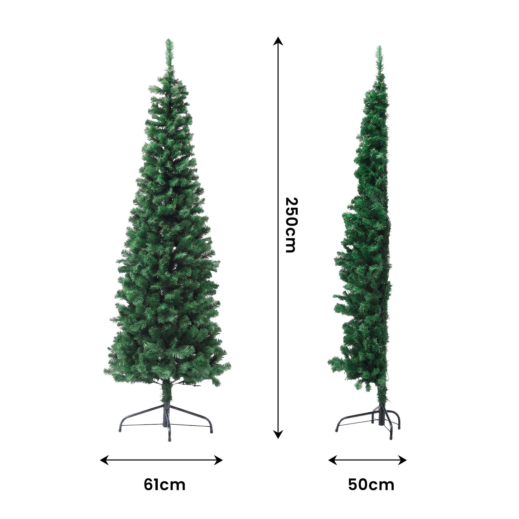2.4m Pre-Lit Christmas Tree Slim Pencil Xmas Tree Corner Tree
