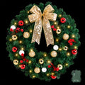Christmas Wreath 60CM LED Garland Berries Bow Baubles Xmas Decor