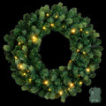 60cm Pre-Lit Christmas Wreath GarlandsWarm White LED Light Door Wreaths Battery Timer