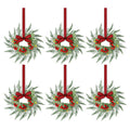 6x Christmas Wreath Garland 26cm Pre-lit Wreaths Red Berries Bow