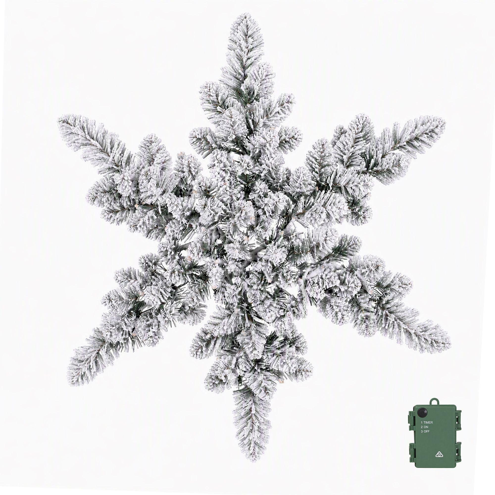 60cm Flocked Snowflake Christmas Wreath Garland Pre-Lit 40 LED Light Decor