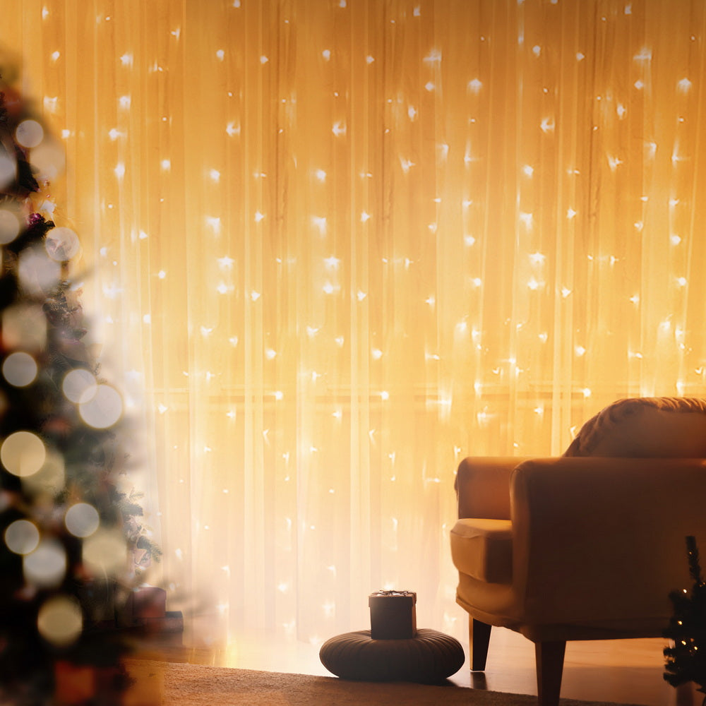 3X3M Christmas Lights Curtain String Light 300 LED Warm White
