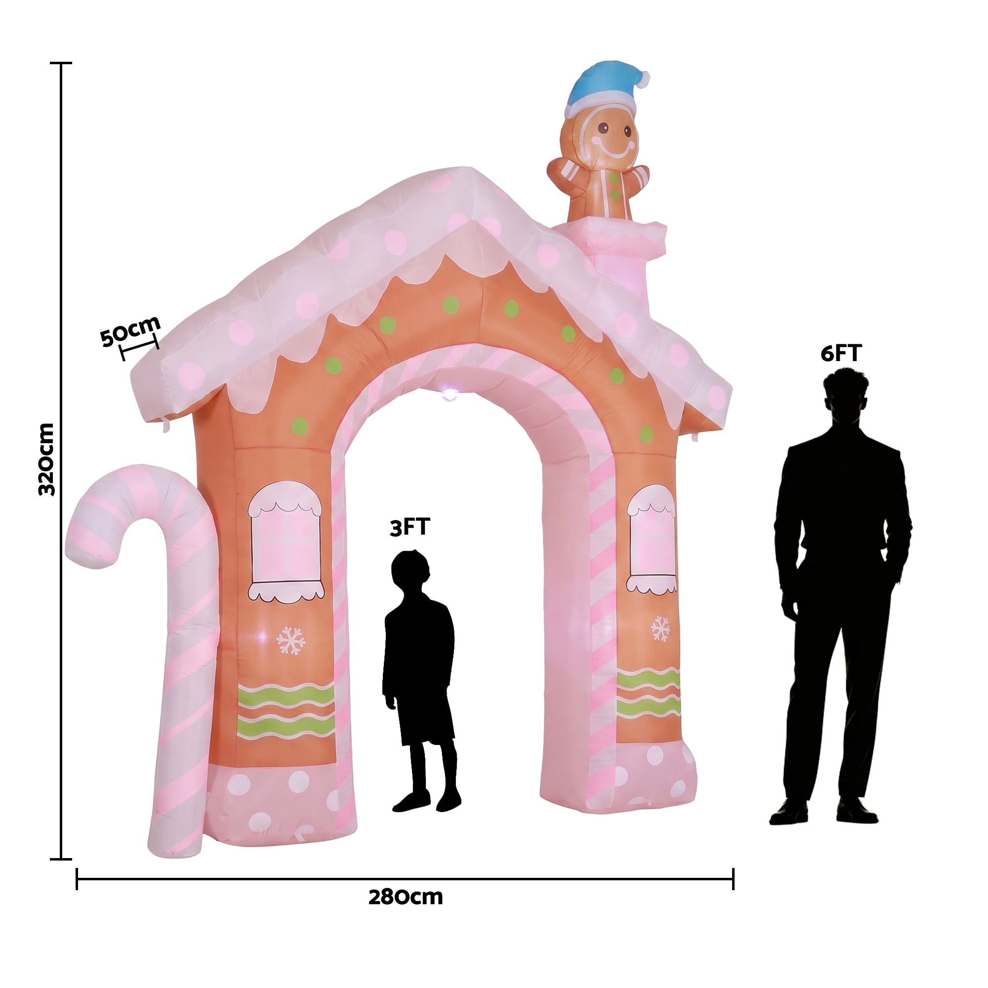 Christmas Inflatable Gingerbread Man Candy 3.2M Illuminated Decorations