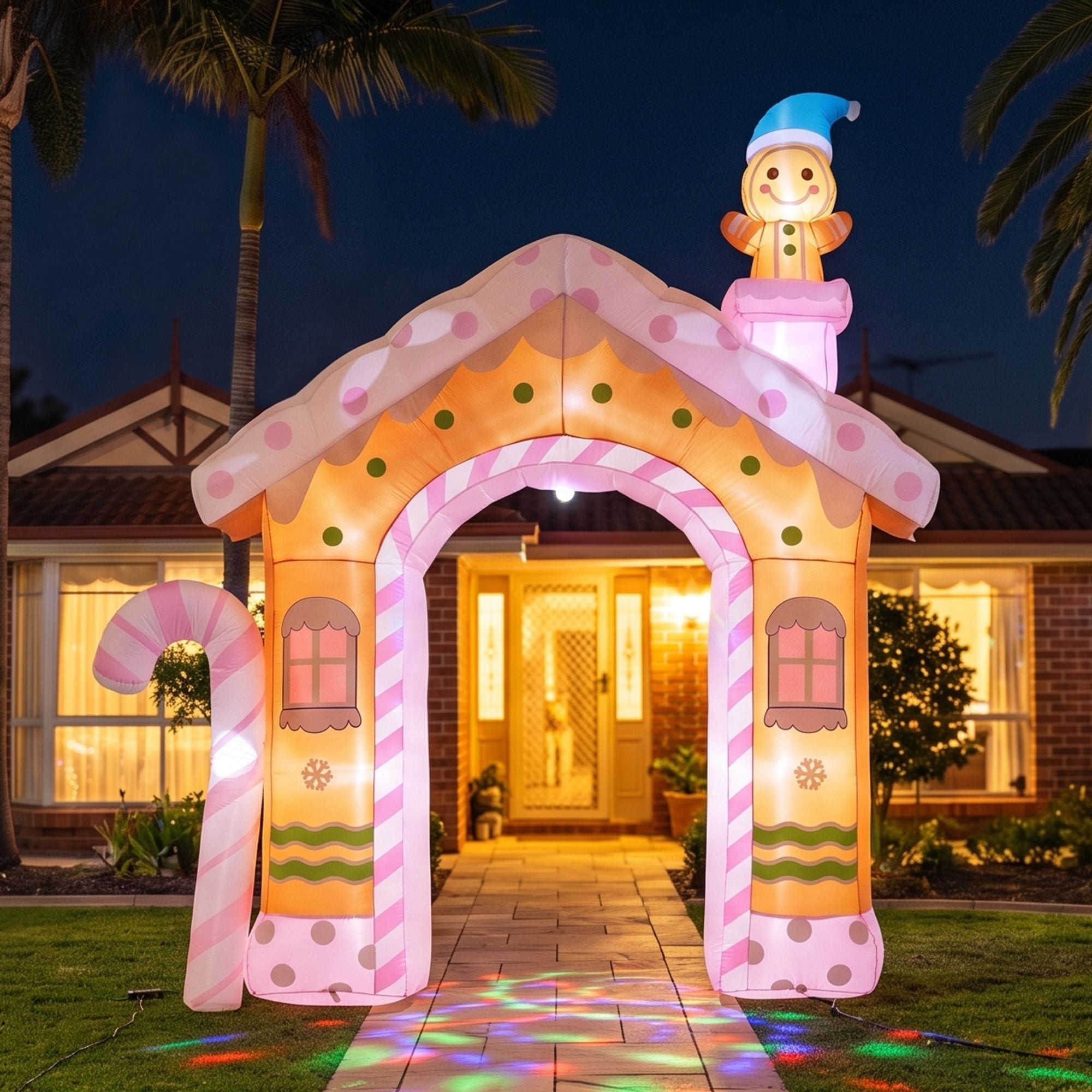 Christmas Inflatable Gingerbread Man Candy 3.2M Illuminated Decorations