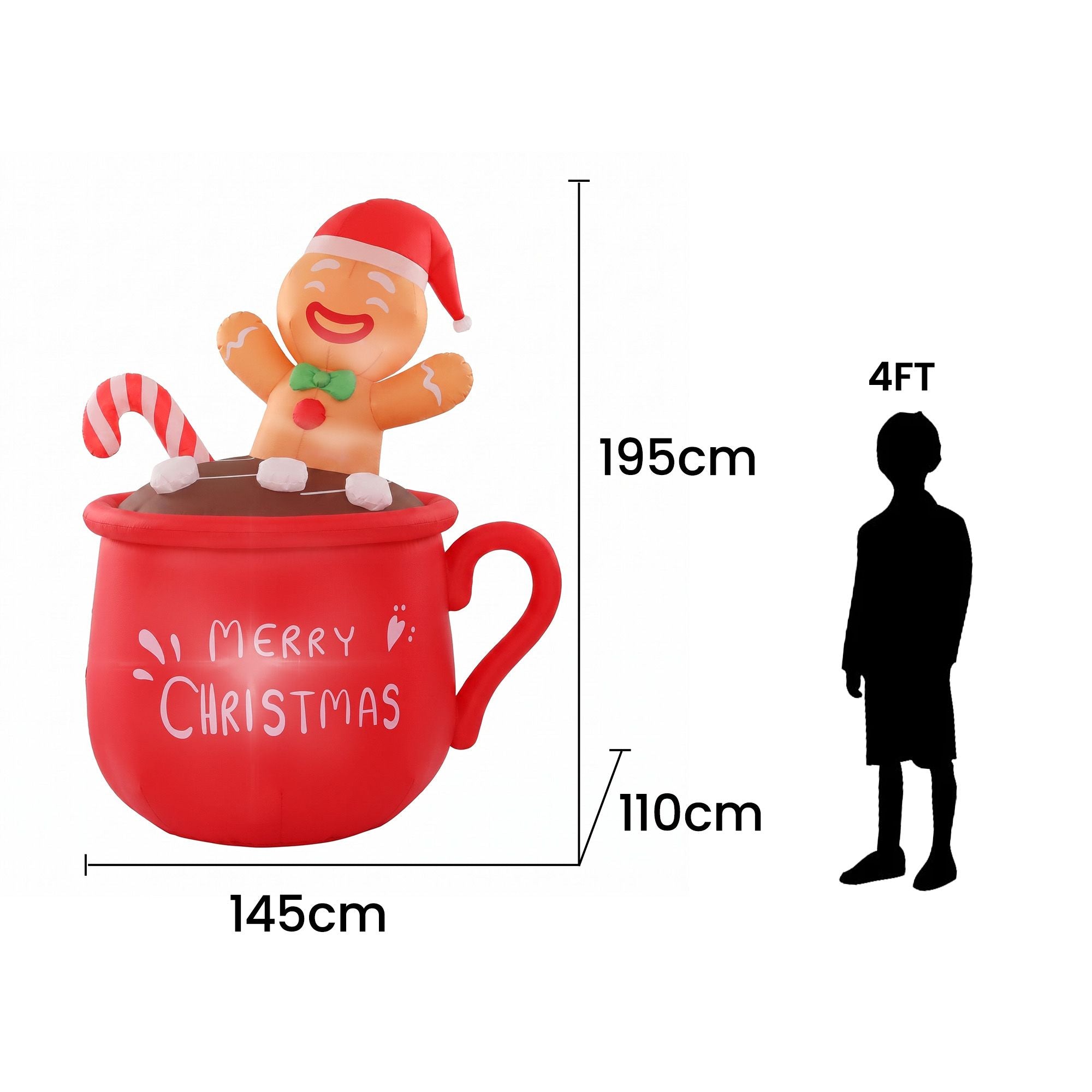 Christmas Inflatable Cup 1.8M Height LED Outdoor Decorations Illuminated