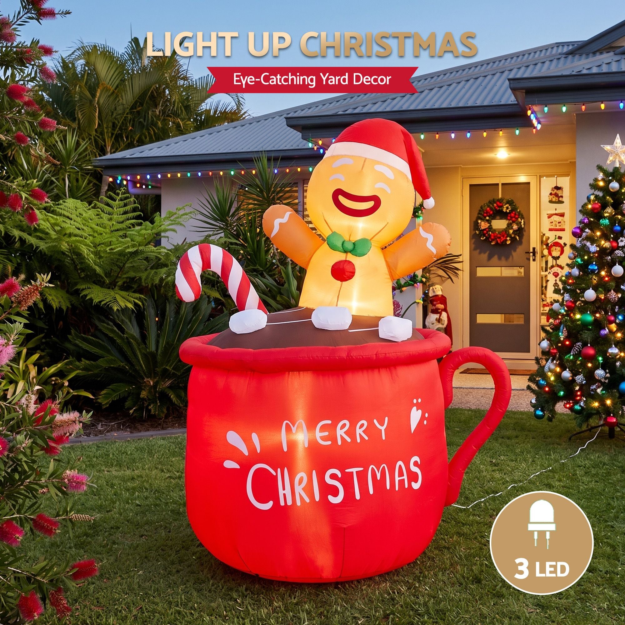 Christmas Inflatable Cup 1.8M Height LED Outdoor Decorations Illuminated