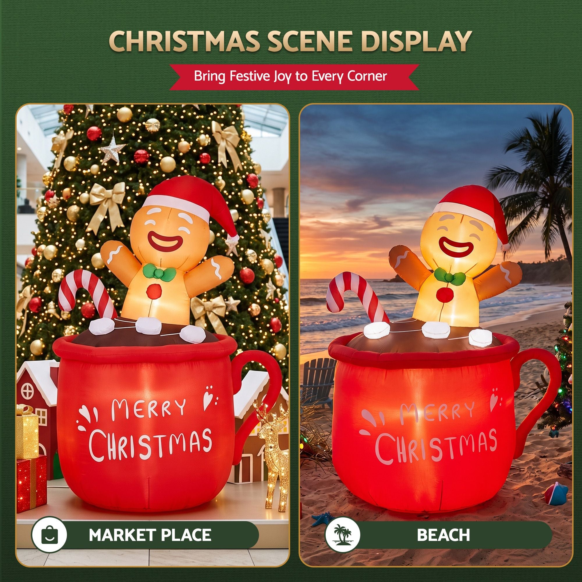 Christmas Inflatable Cup 1.8M Height LED Outdoor Decorations Illuminated