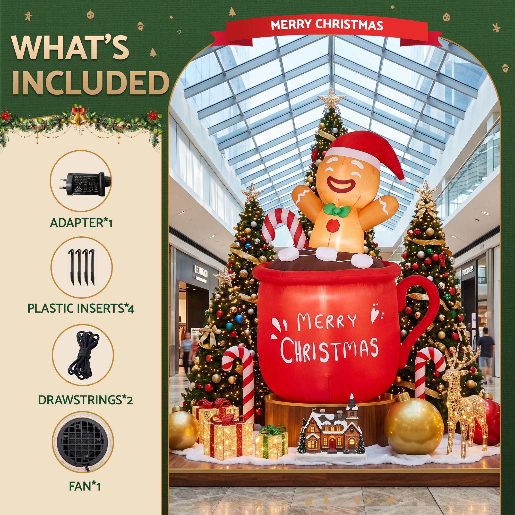 Christmas Inflatable Cup 1.8M Height LED Outdoor Decorations Illuminated