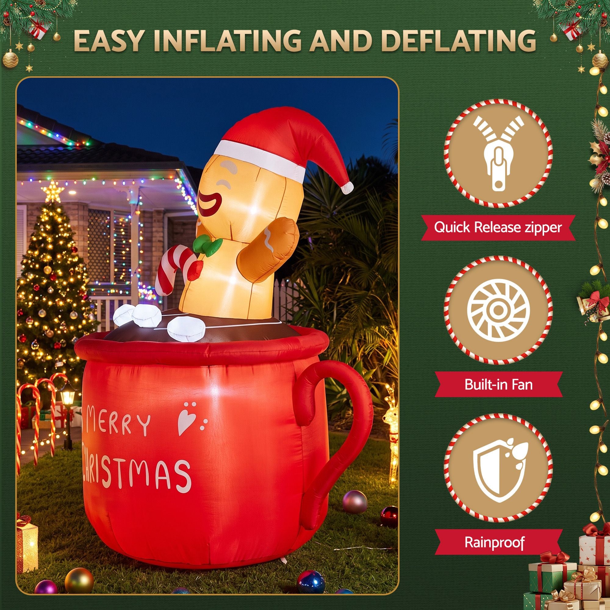 Christmas Inflatable Cup 1.8M Height LED Outdoor Decorations Illuminated