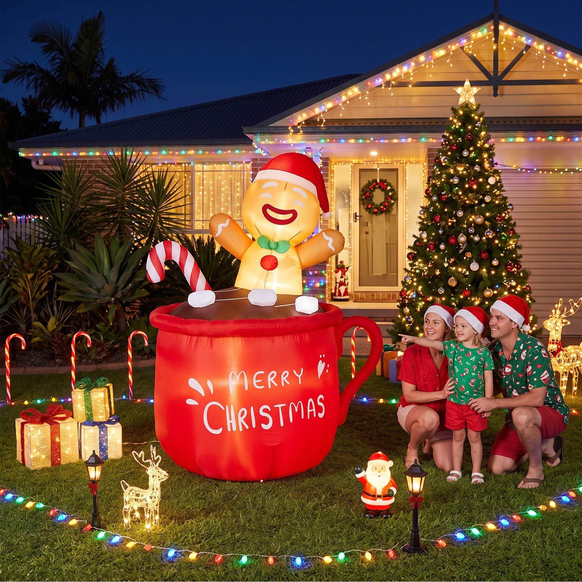 Christmas Inflatable Cup 1.8M Height LED Outdoor Decorations Illuminated