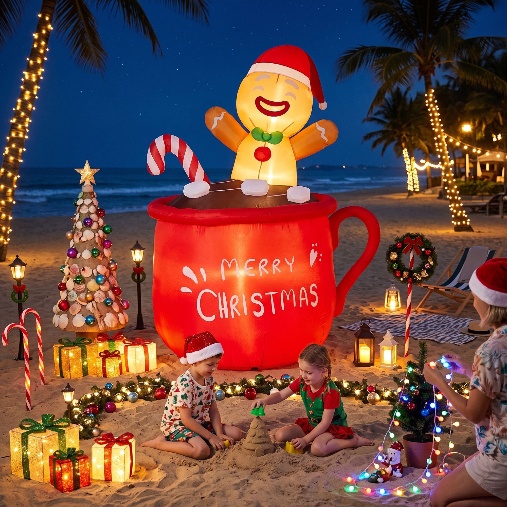 Christmas Inflatable Cup 1.8M Height LED Outdoor Decorations Illuminated