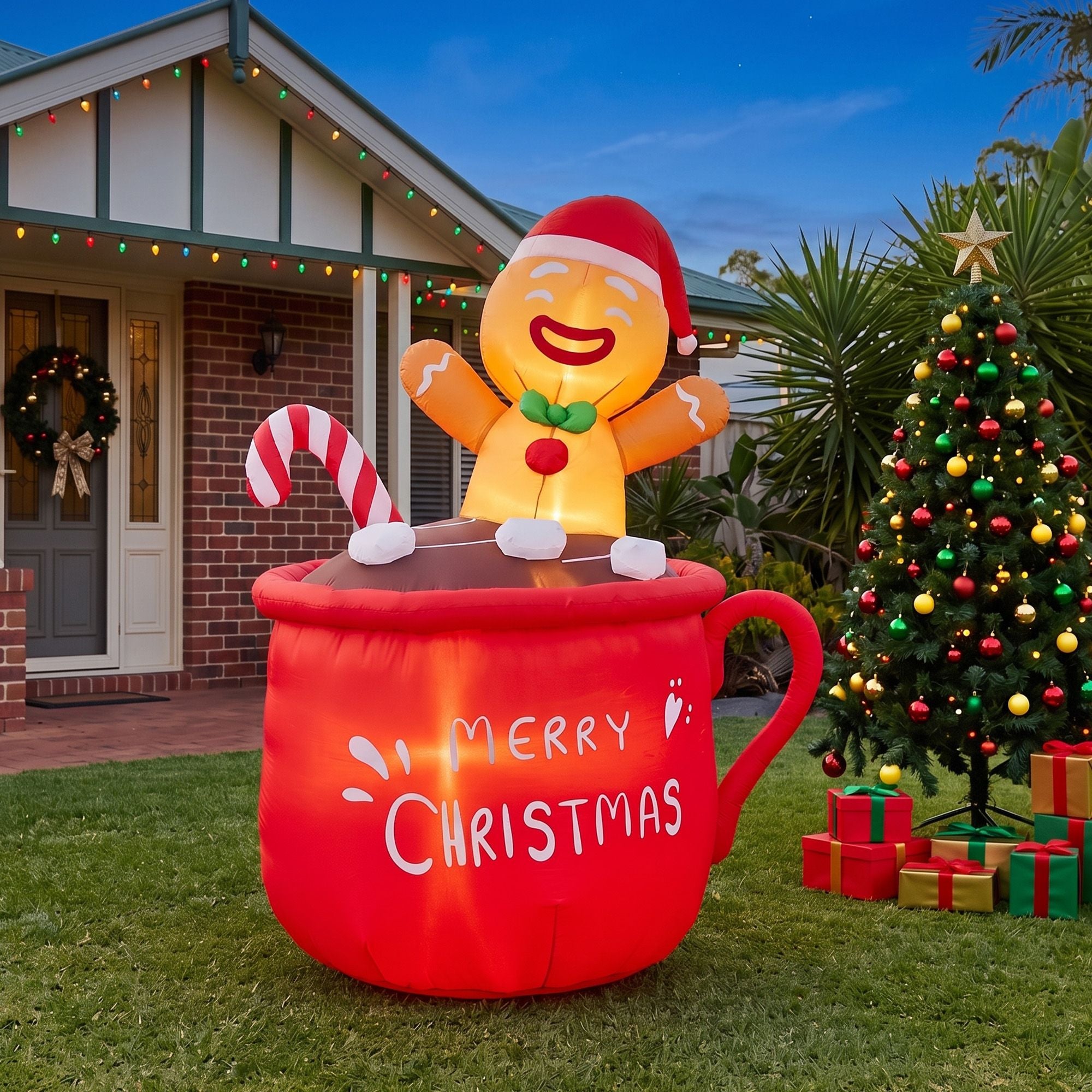 Christmas Inflatable Cup 1.8M Height LED Outdoor Decorations Illuminated