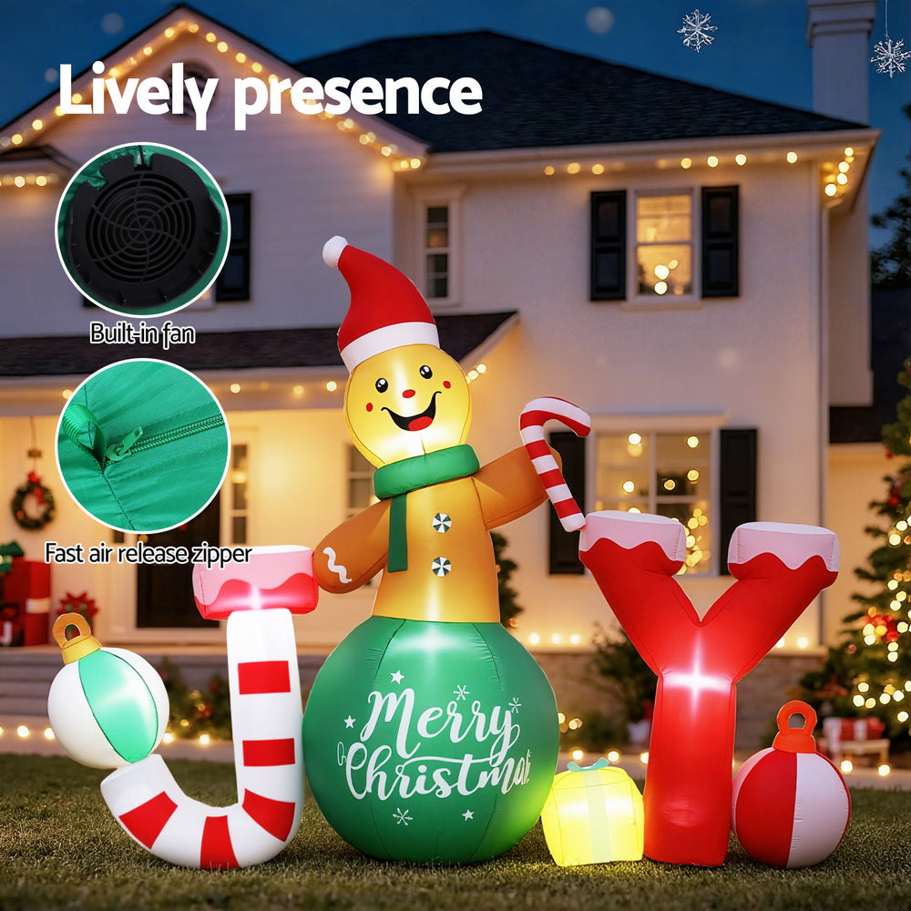Christmas Inflatable Gingerman Joy 3M Long Outdoor Decorations Illuminated