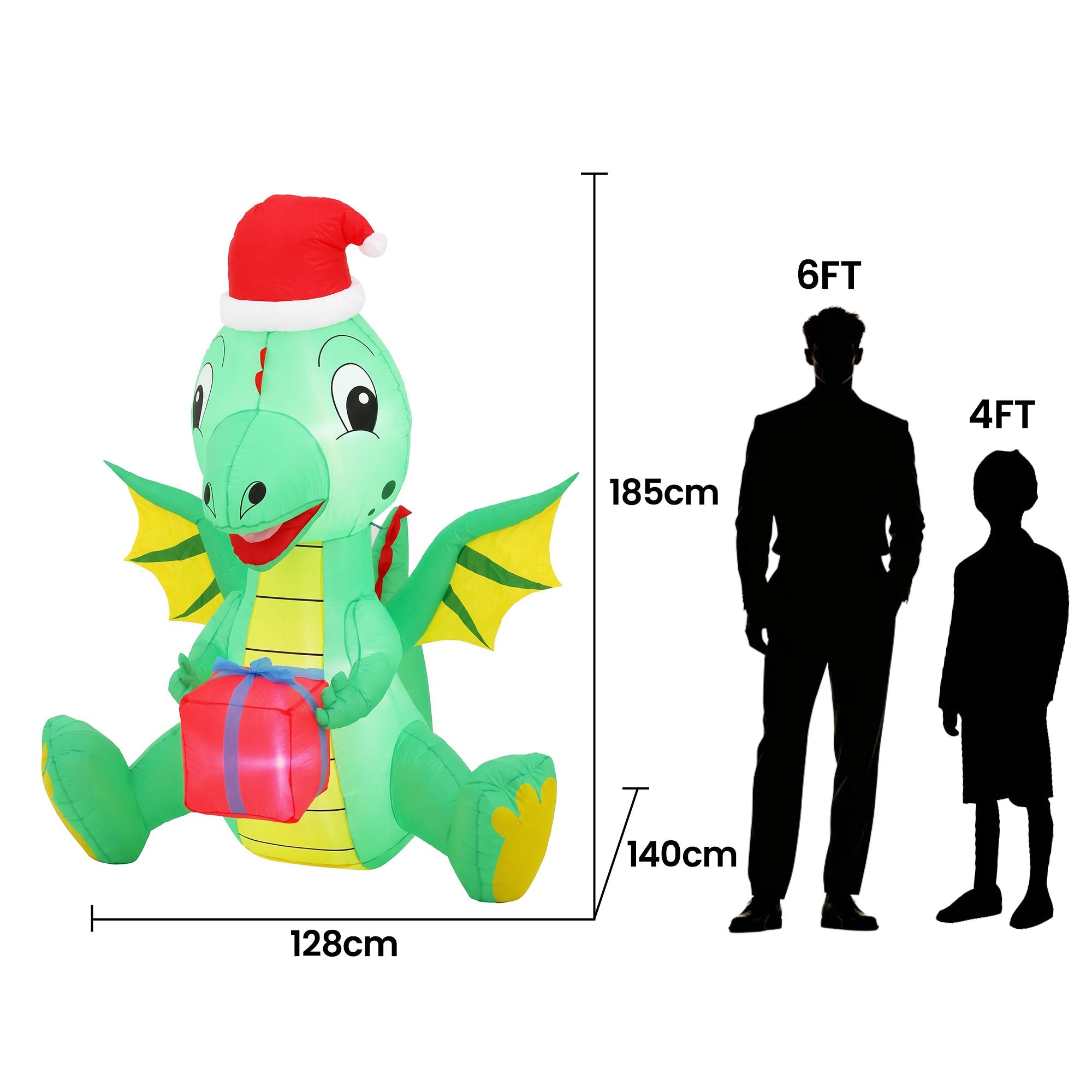 Christmas Inflatable Dragon 1.8M Height LED Outdoor Decorations Illuminated