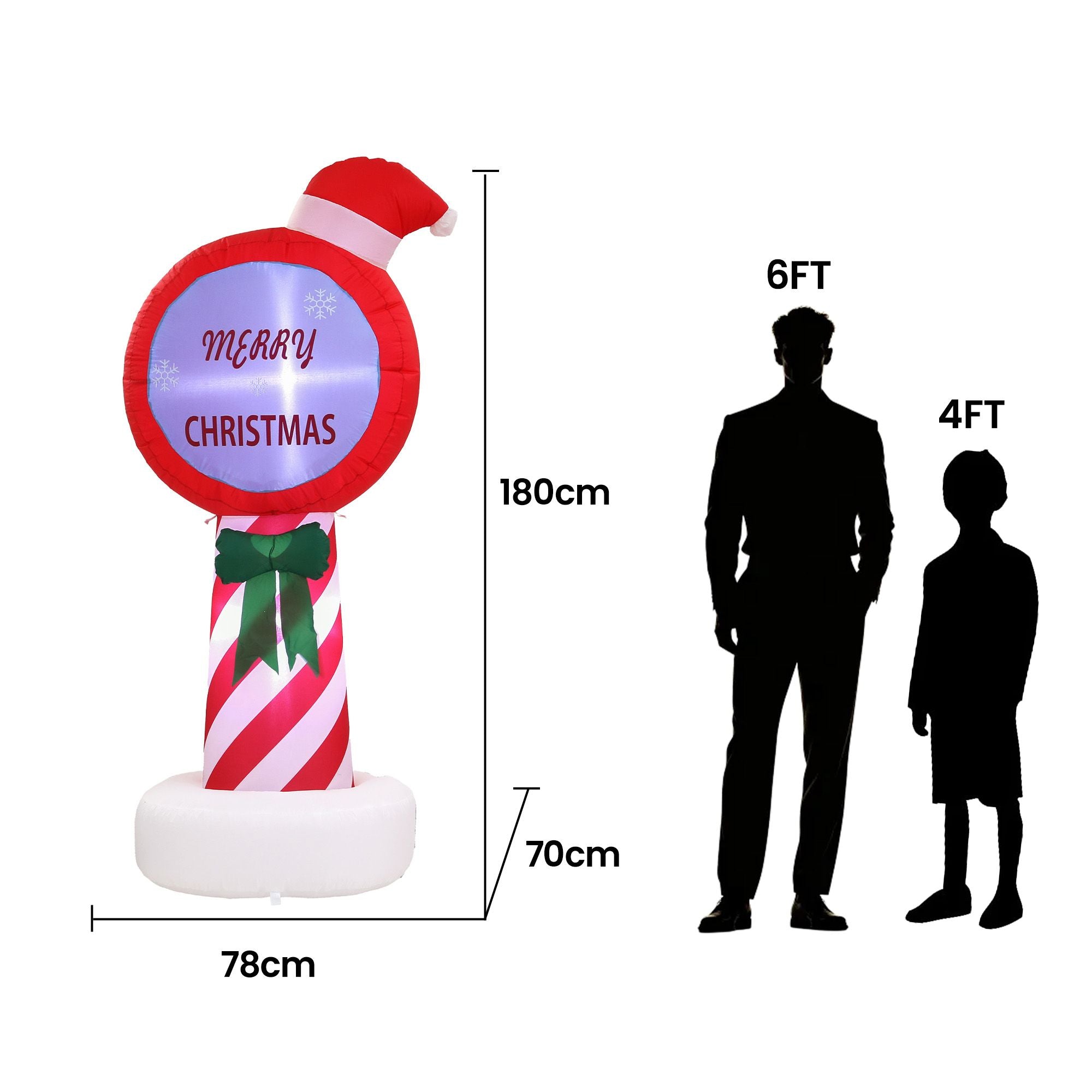 Christmas Inflatable Pole 1.8M Height LED Outdoor Decorations Illuminated