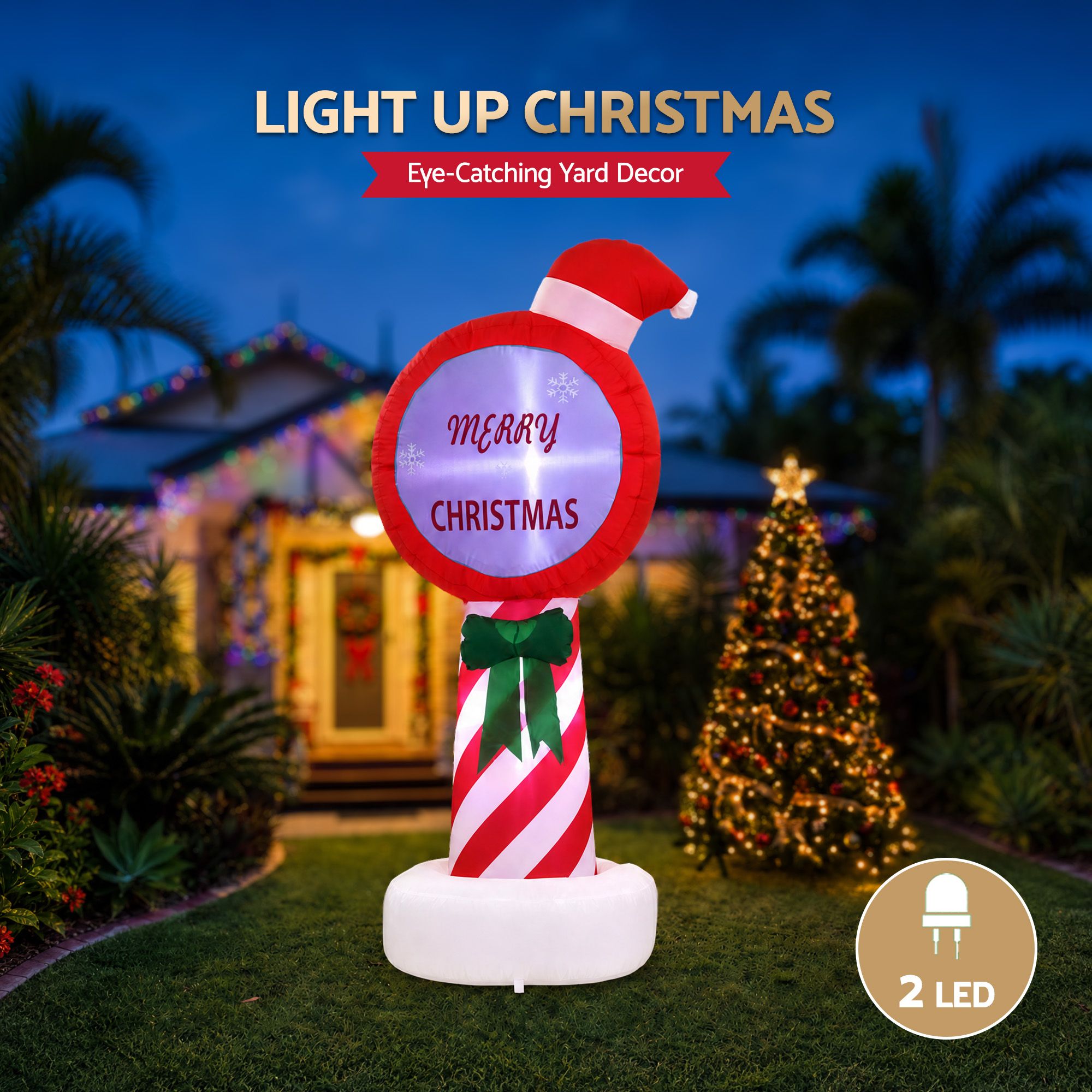 Christmas Inflatable Pole 1.8M Height LED Outdoor Decorations Illuminated