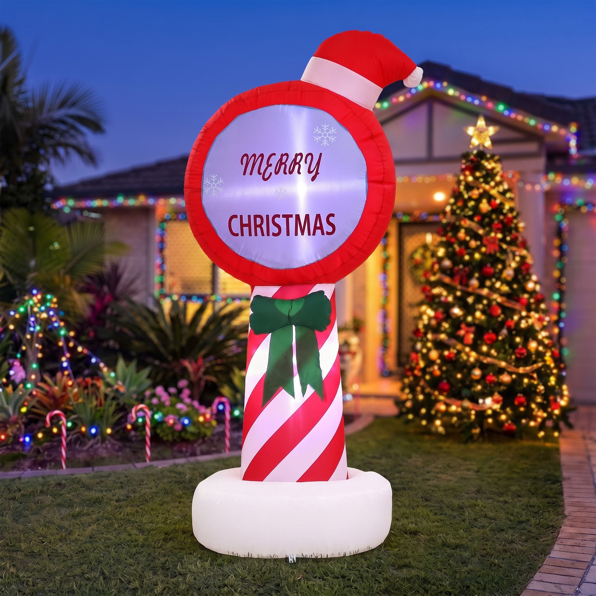 Christmas Inflatable Pole 1.8M Height LED Outdoor Decorations Illuminated