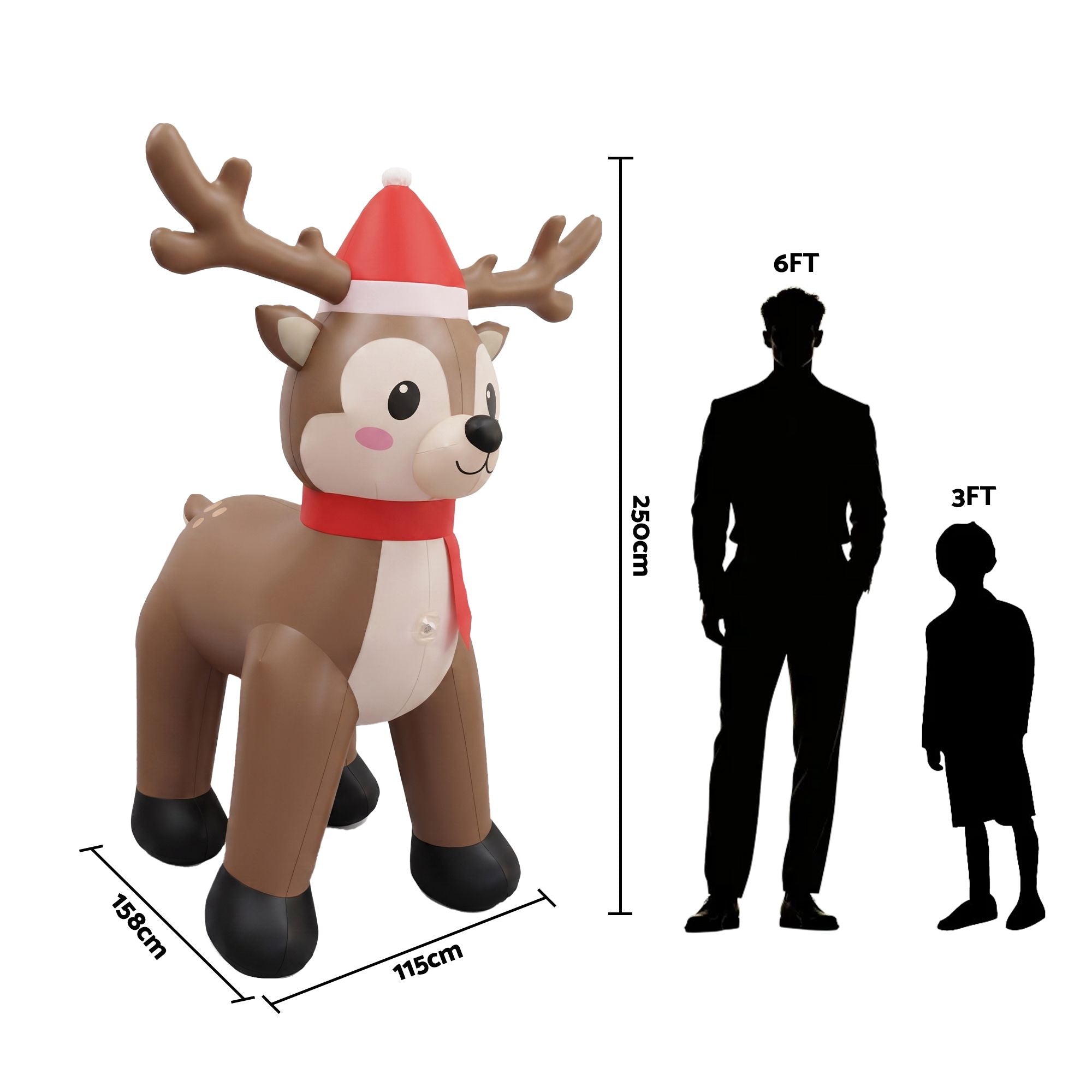 Christmas Inflatable Reindeer 2.5M Illuminated Decorations