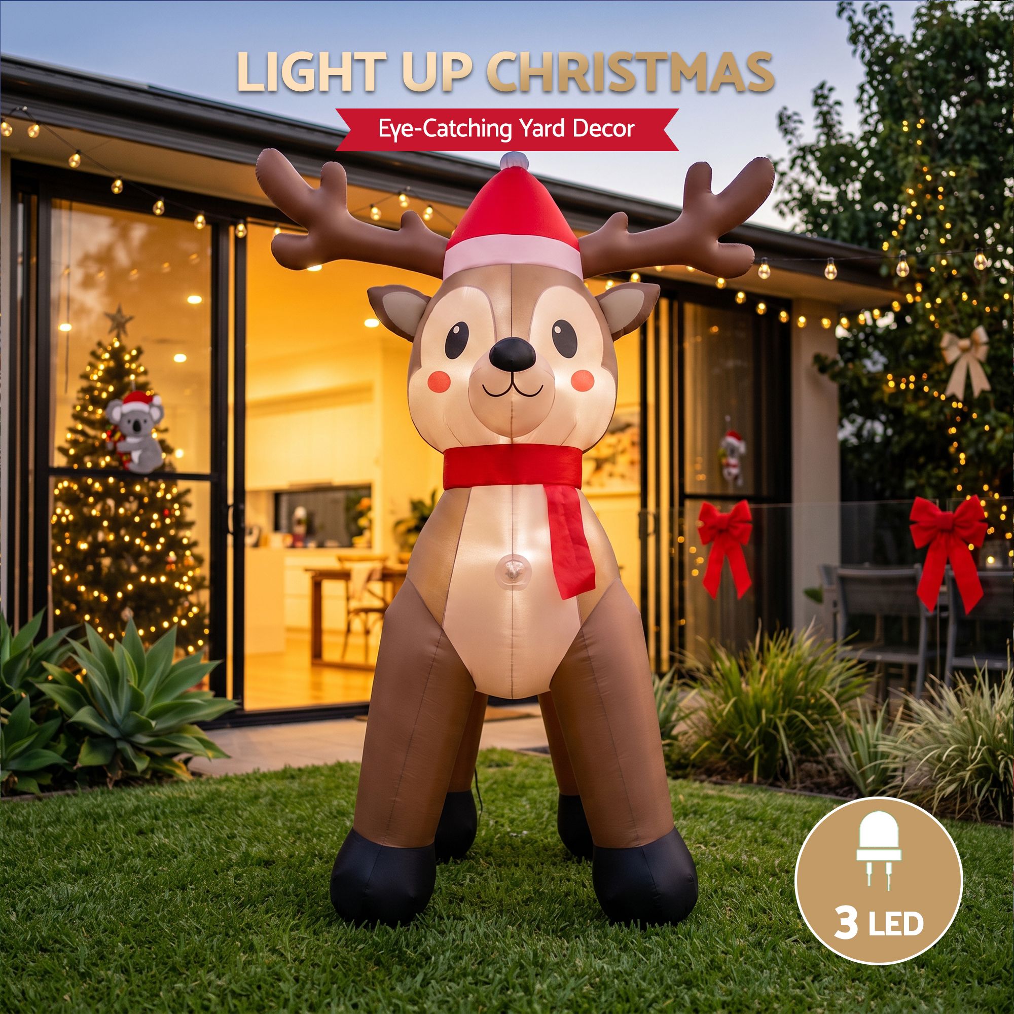 Christmas Inflatable Reindeer 2.5M Illuminated Decorations