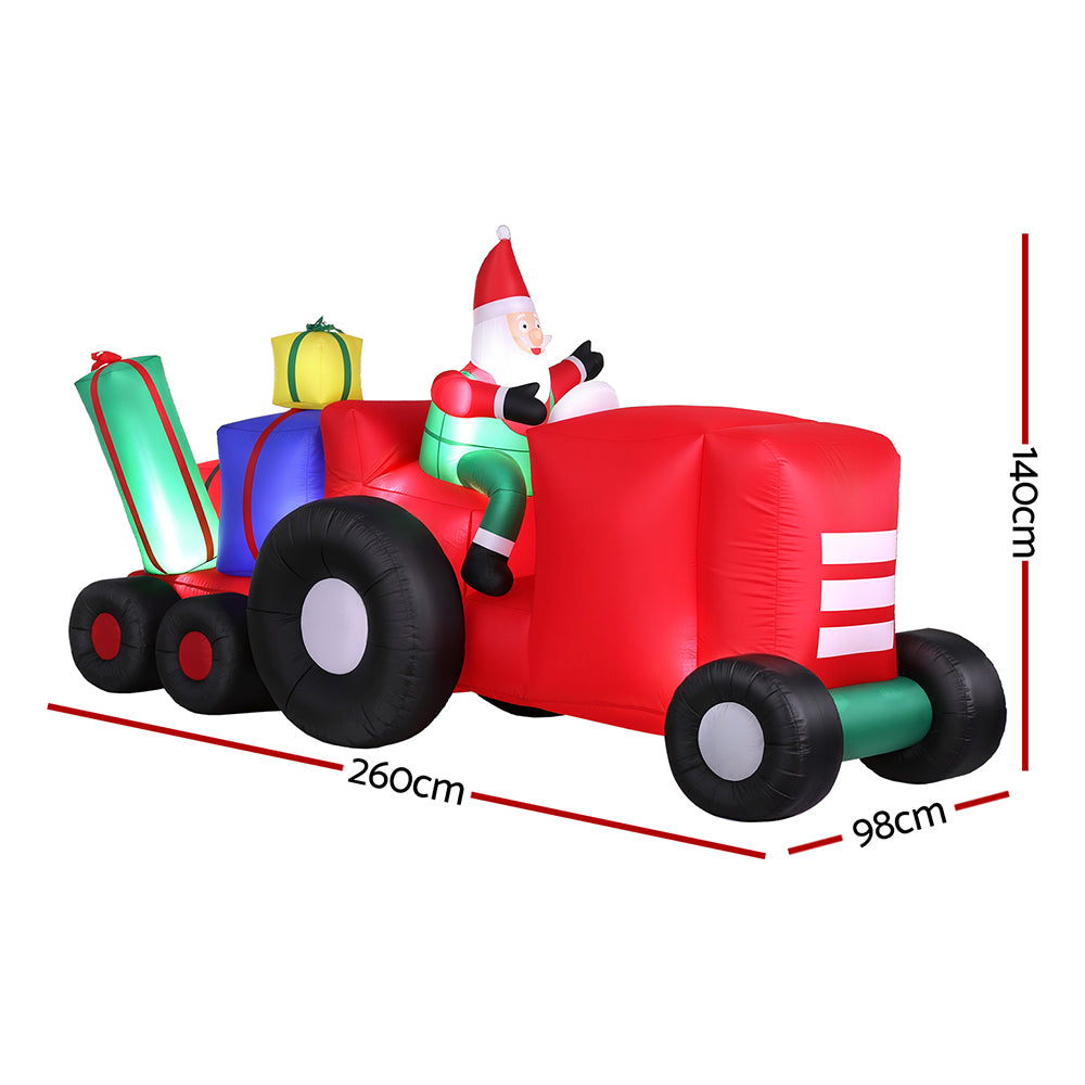 Christmas Inflatable Santa Truck 2.6M Length LED Decorations Illuminated
