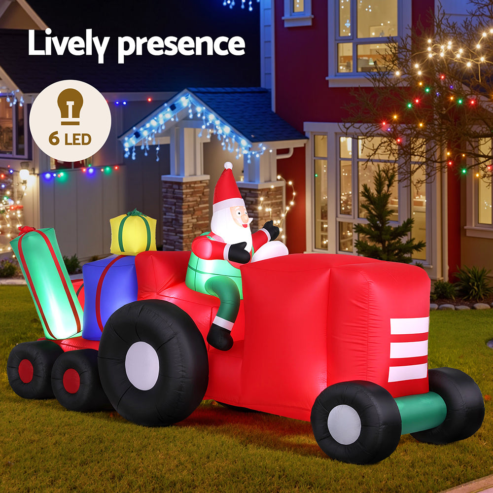Christmas Inflatable Santa Truck 2.6M Length LED Decorations Illuminated