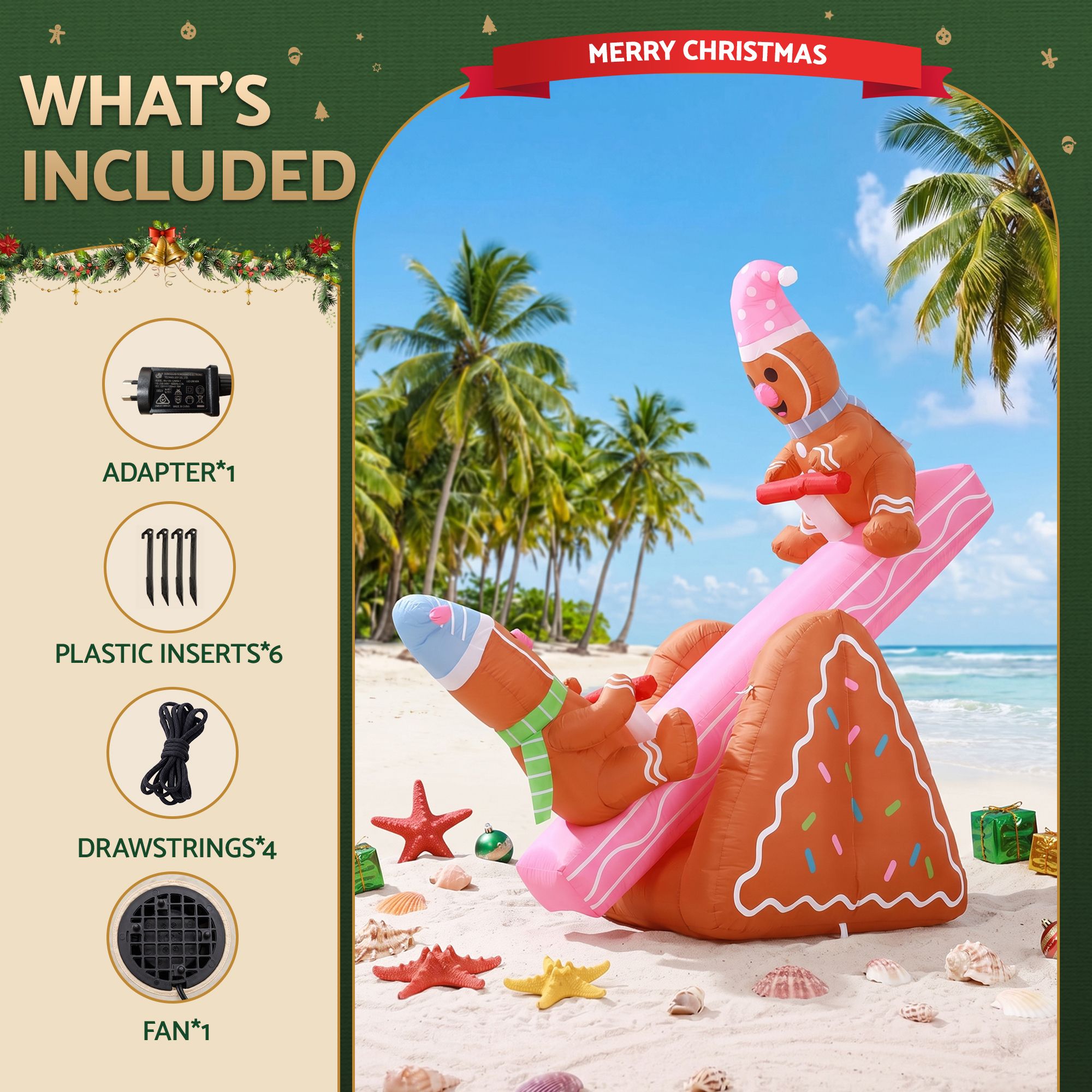 Christmas Inflatable Seesaw 1.8M Height LED Outdoor Decorations Illuminated