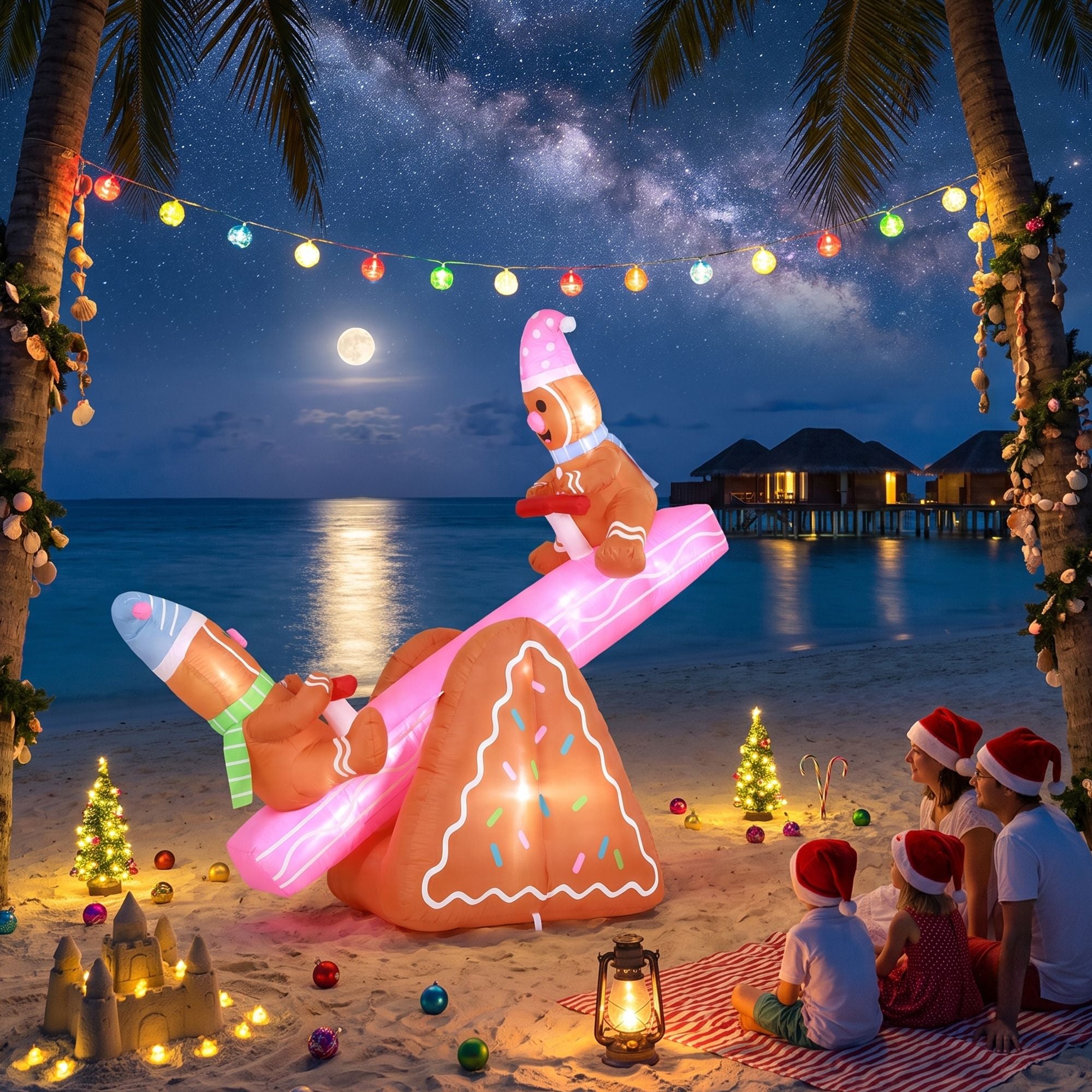 Christmas Inflatable Seesaw 1.8M Height LED Outdoor Decorations Illuminated