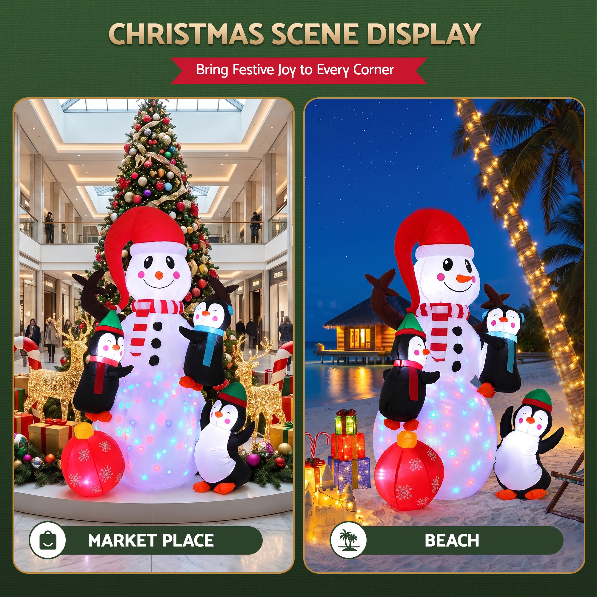Christmas Inflatable Snowman 1.8M Height LED Outdoor Decorations Illuminated