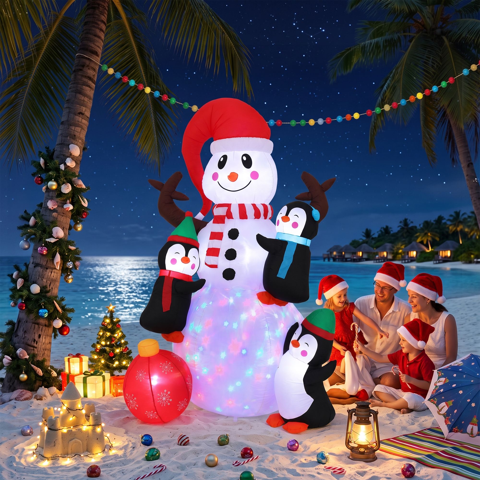Christmas Inflatable Snowman 1.8M Height LED Outdoor Decorations Illuminated
