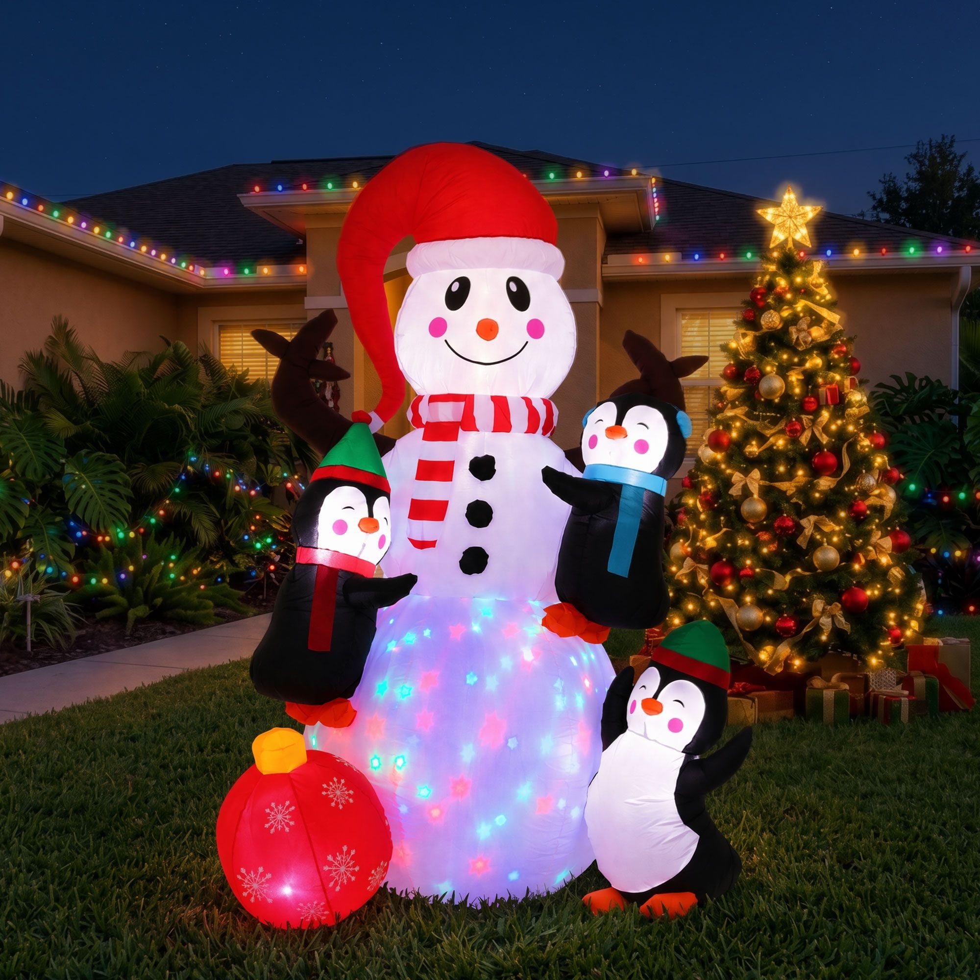 Christmas Inflatable Snowman 1.8M Height LED Outdoor Decorations Illuminated