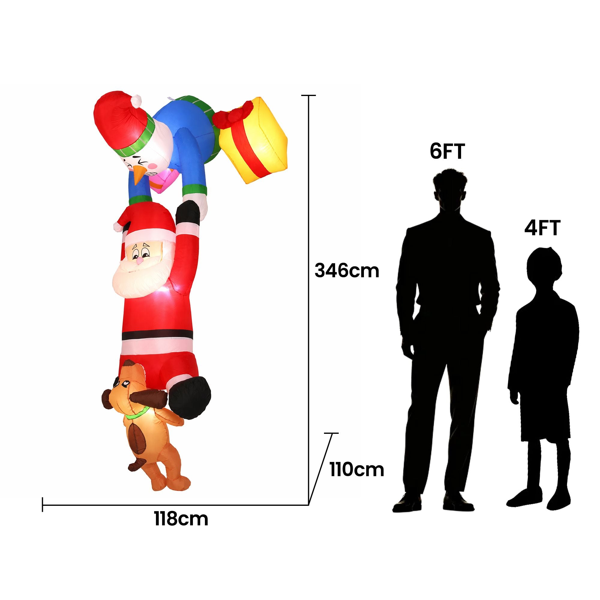 Christmas Inflatable Climbing Santa 3.5M Height LED Decorations Illuminated