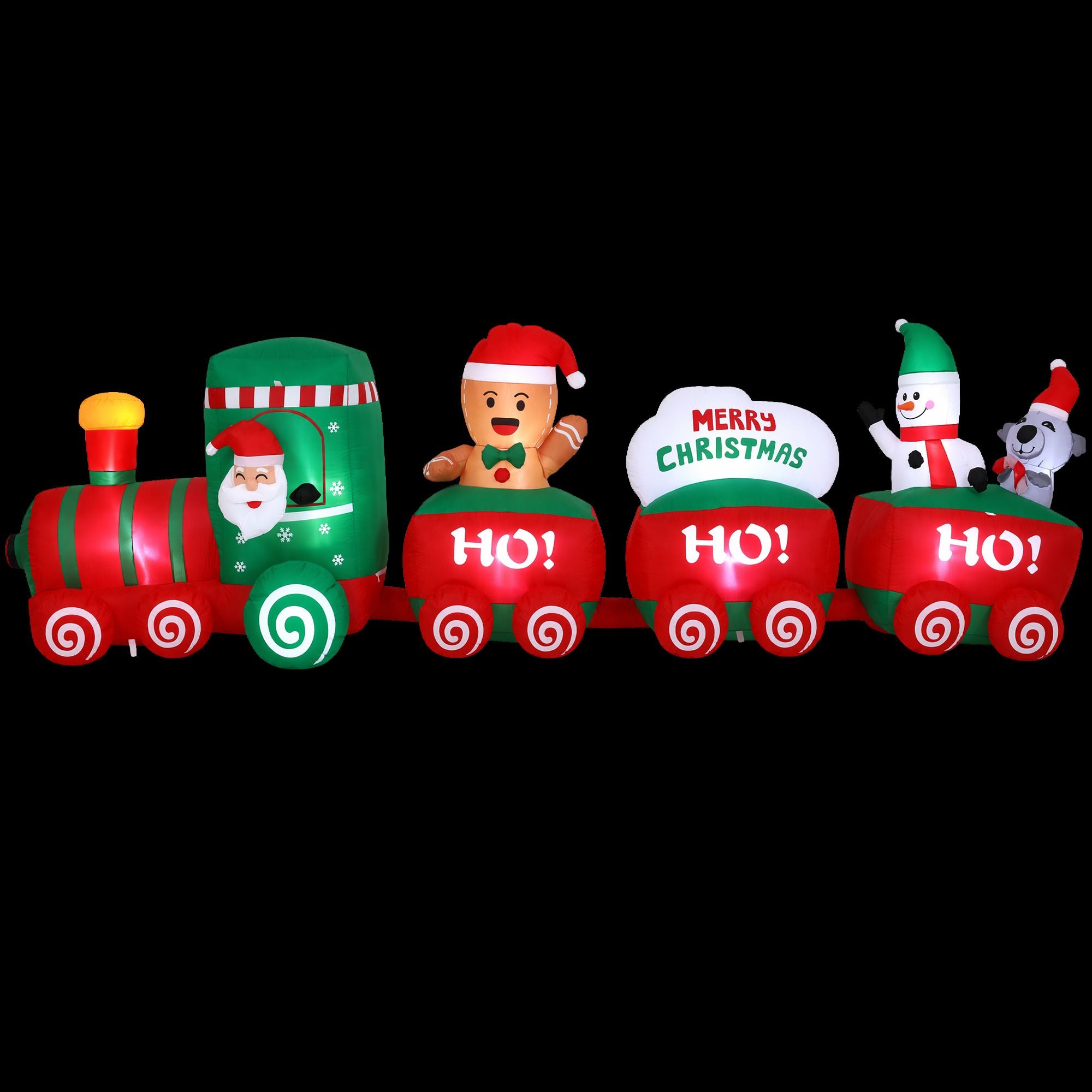 Christmas Inflatable Santa Train 3.6M Length LED Decorations Illuminated