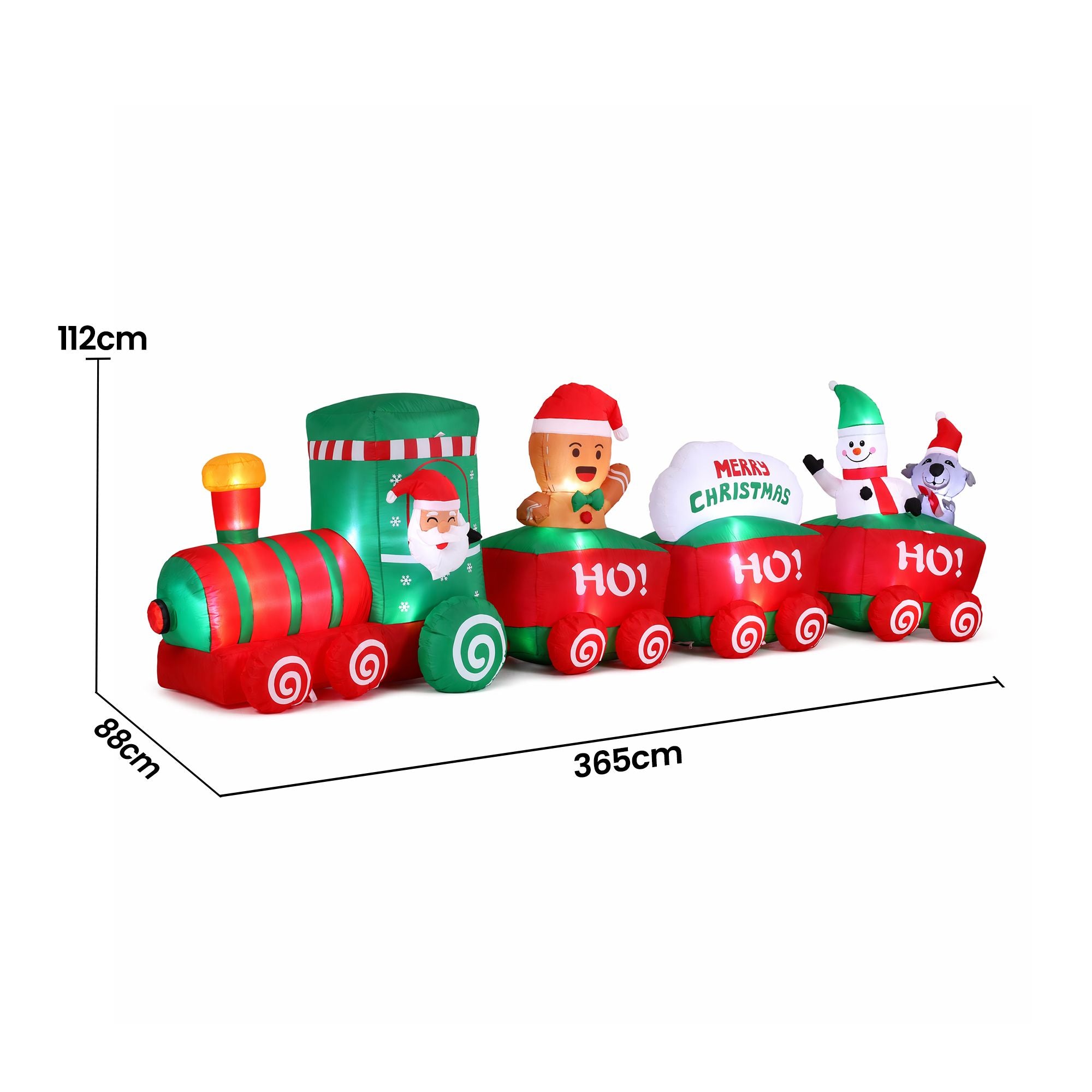 Christmas Inflatable Santa Train 3.6M Length LED Decorations Illuminated