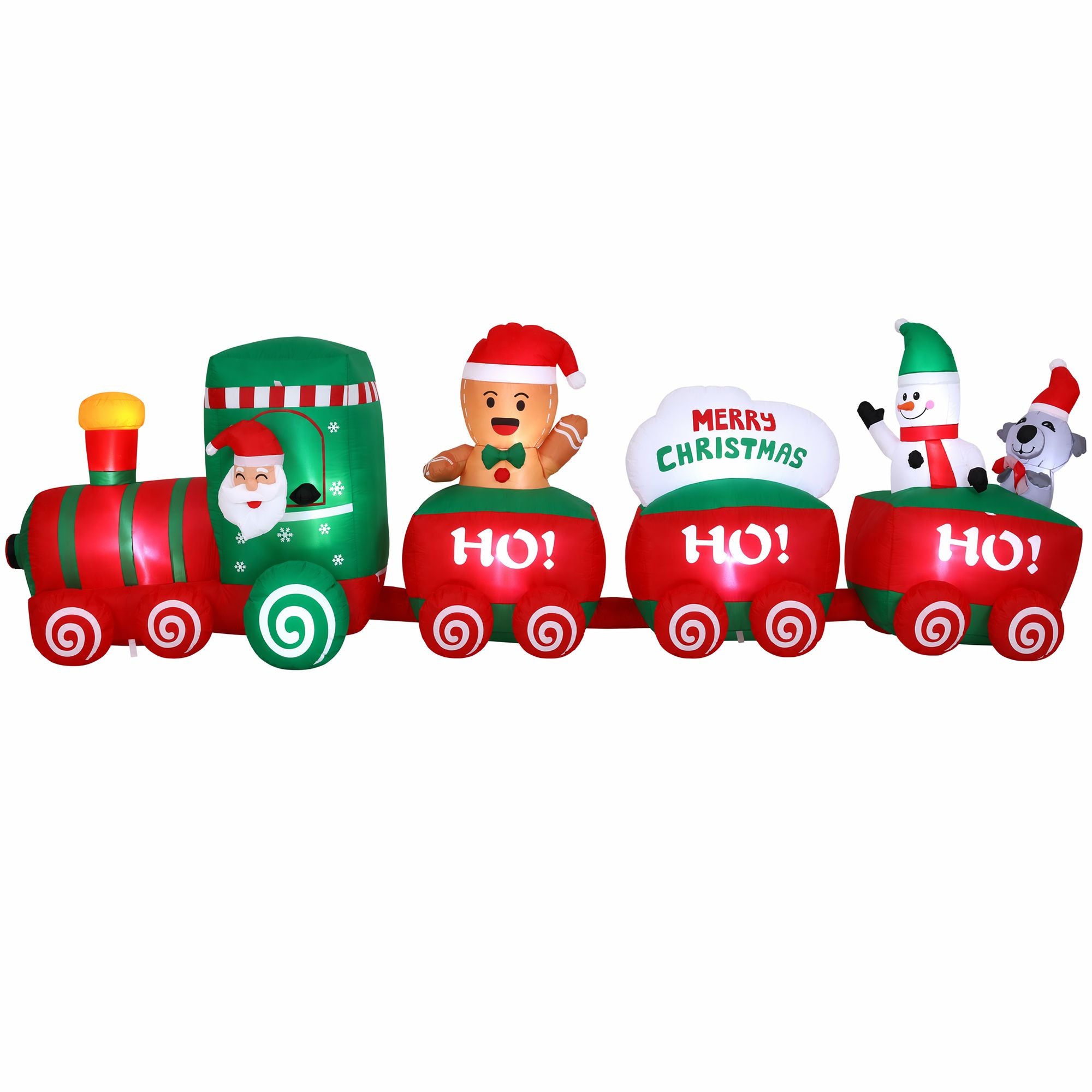 Christmas Inflatable Santa Train 3.6M Length LED Decorations Illuminated