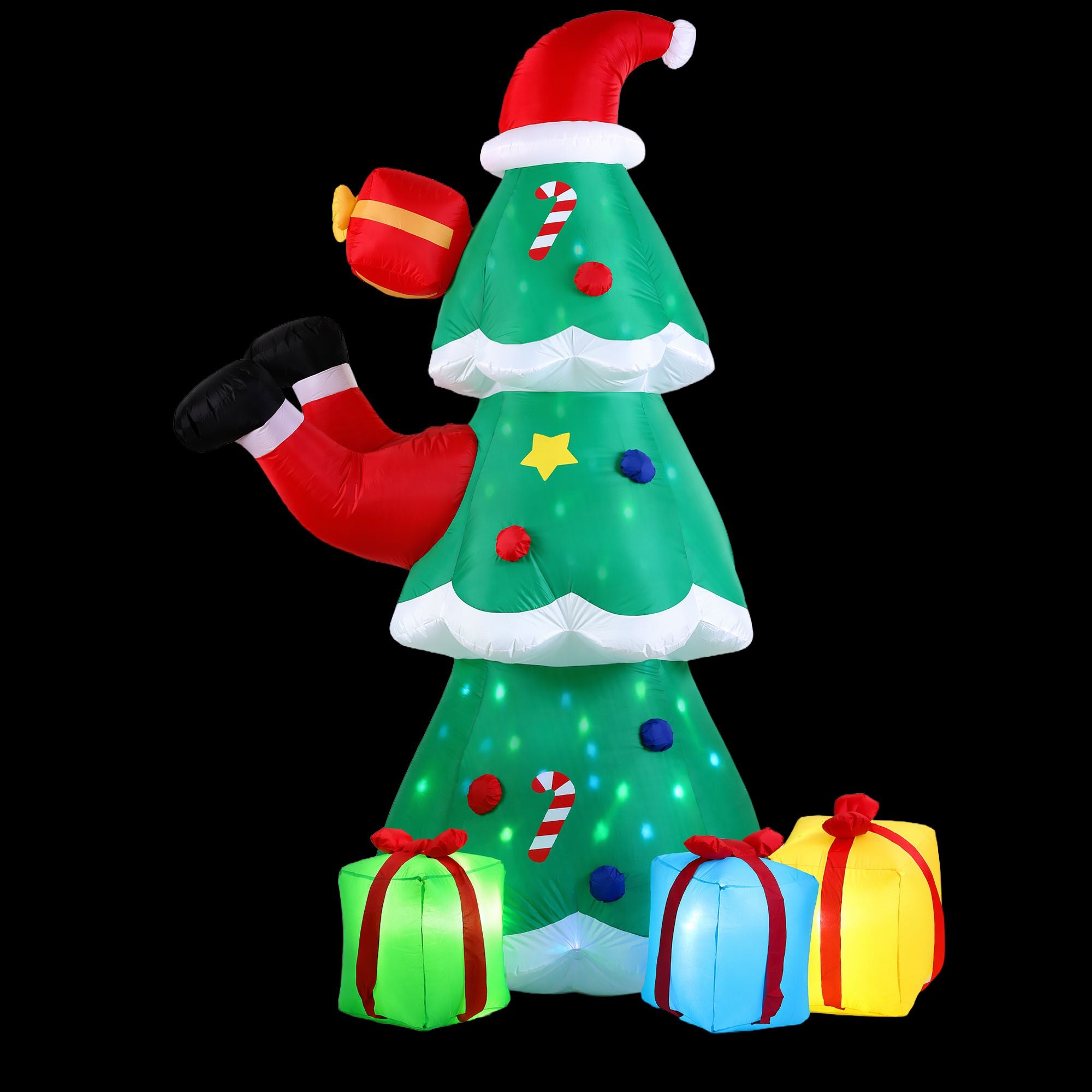 Christmas Inflatable Santa Tree 2.5M Height Flashing Light Decorations Illuminated