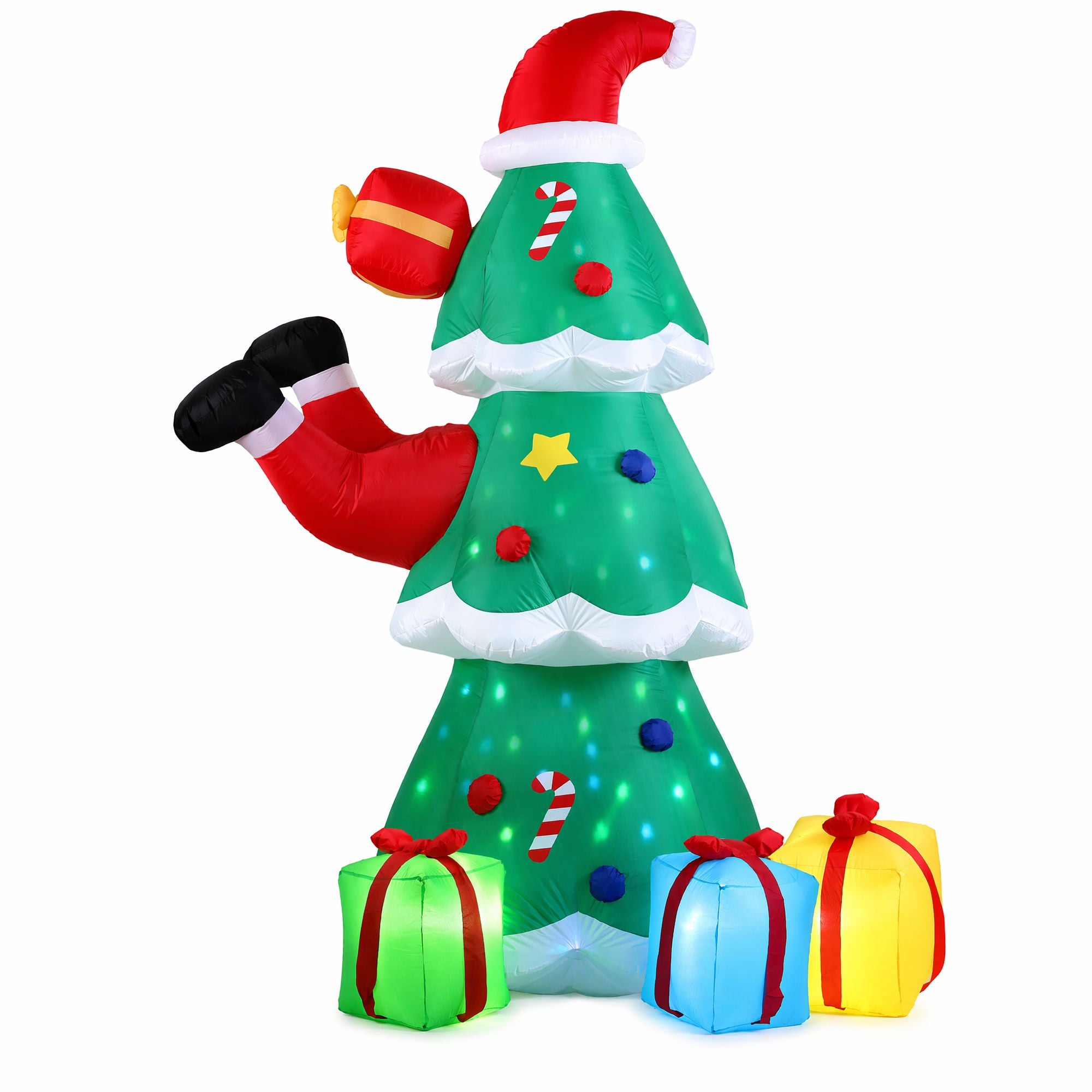 Christmas Inflatable Santa Tree 2.5M Height Flashing Light Decorations Illuminated