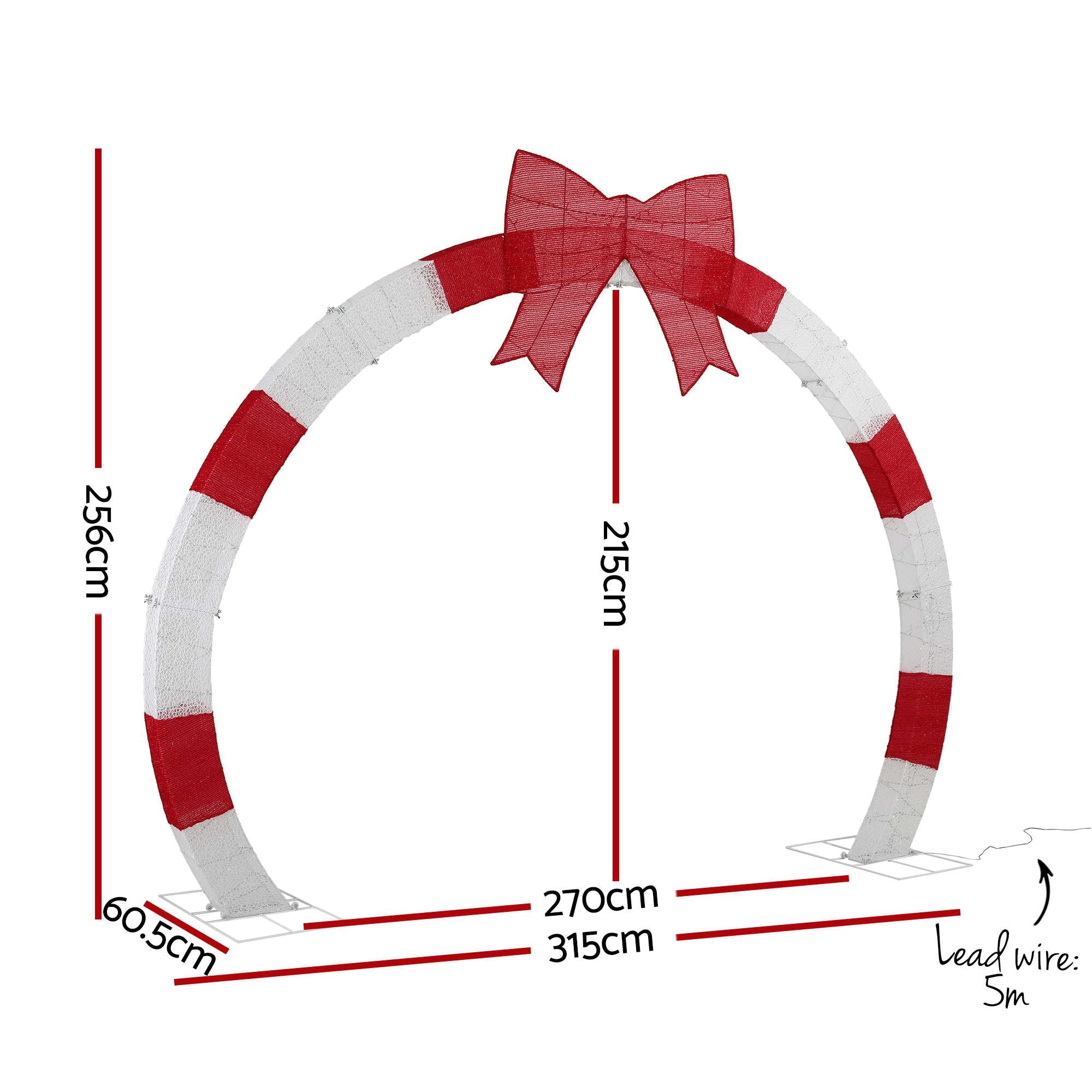 2.5m Christmas Archway Pre-Lit Christmas Arch Warm White LED Outdoor Garden Decoration