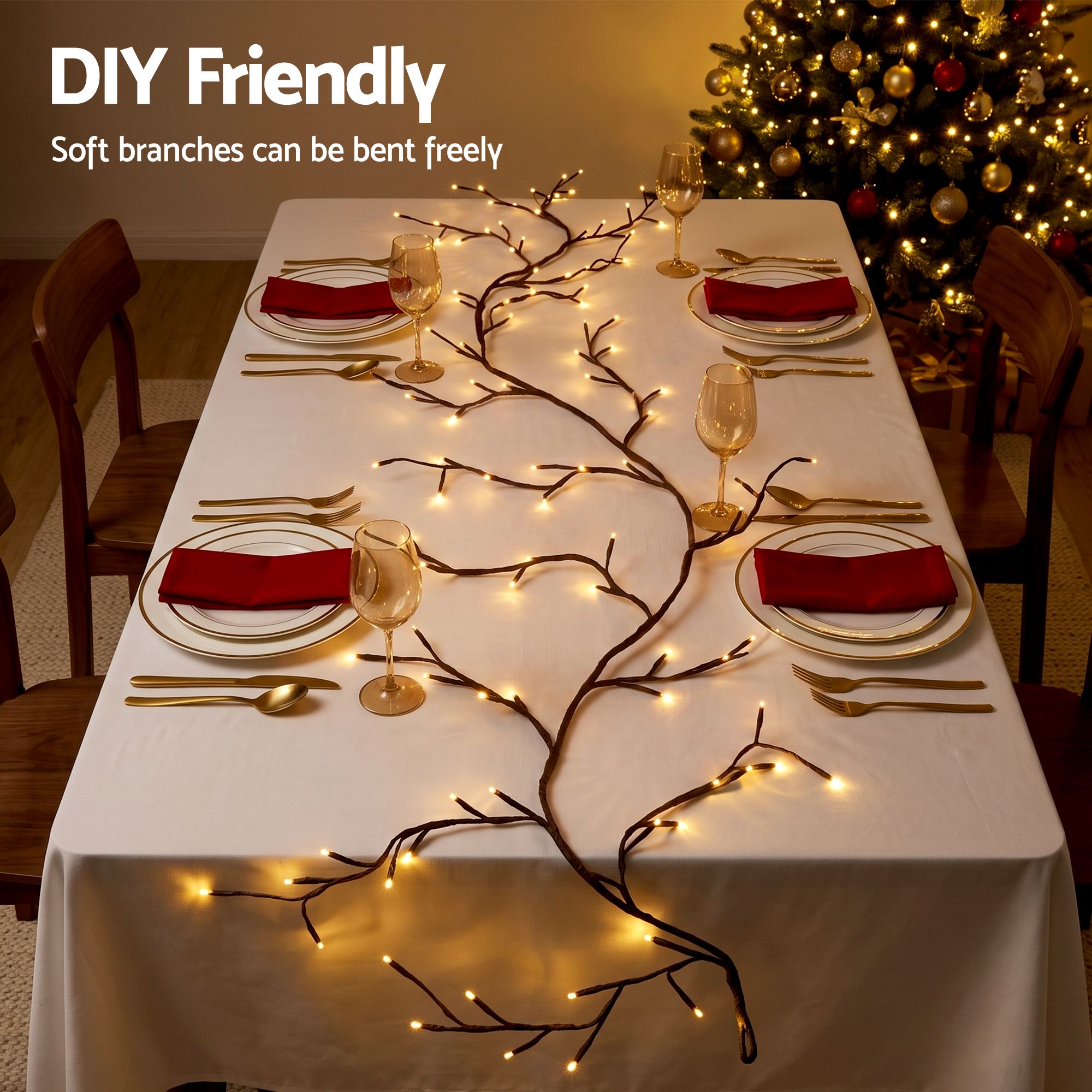 Christmas Willow Vine Lights Branch LED Fairy DIY Wall Decor 1.8m Warm White