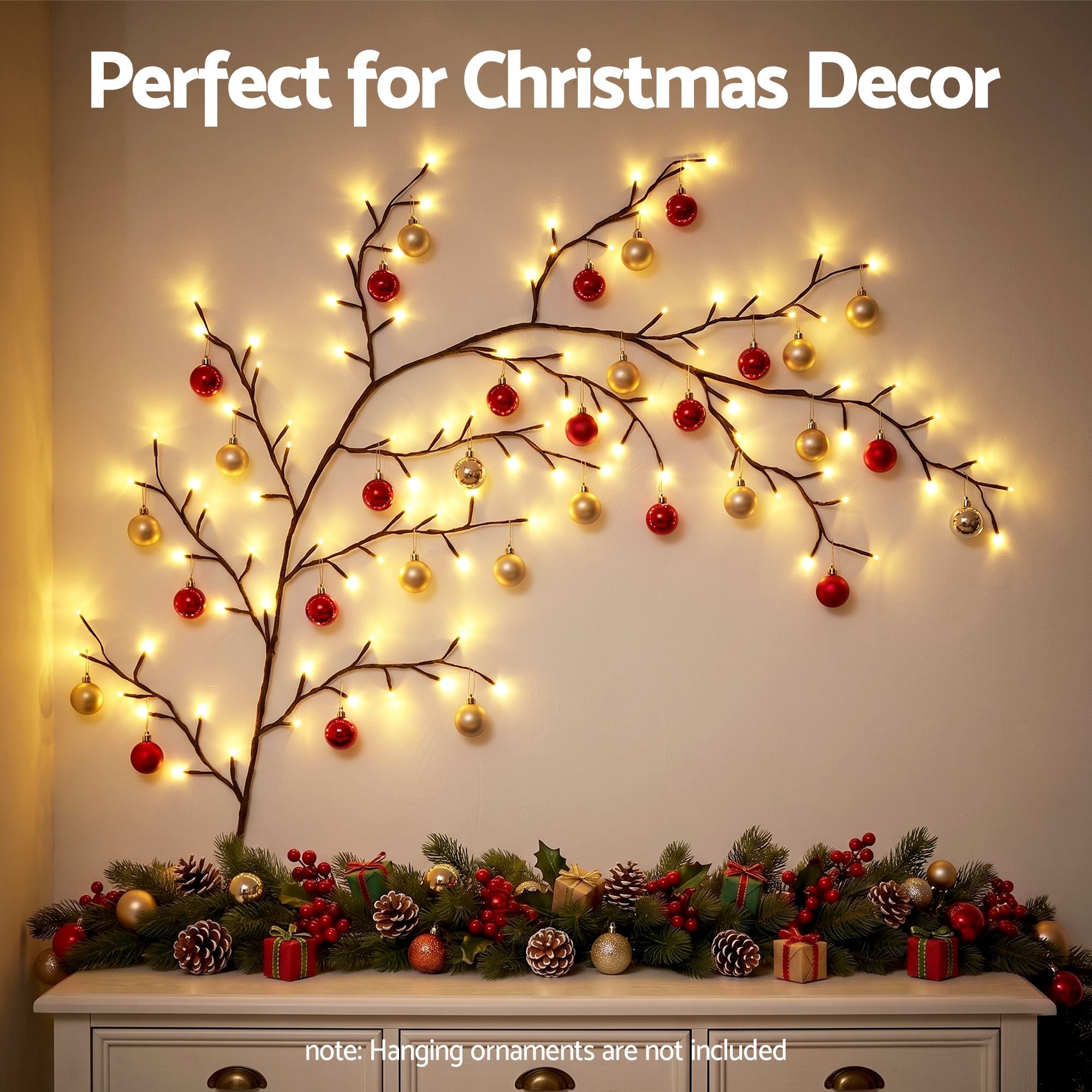 Christmas Willow Vine Lights Branch LED Fairy DIY Wall Decor 1.8m Warm White