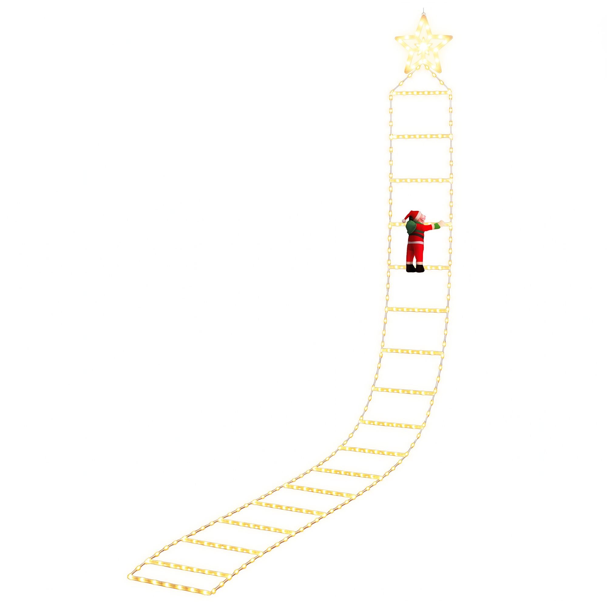 Christmas Ladder Lights Santa 3.4m 328LED Hanging Decor Warm White