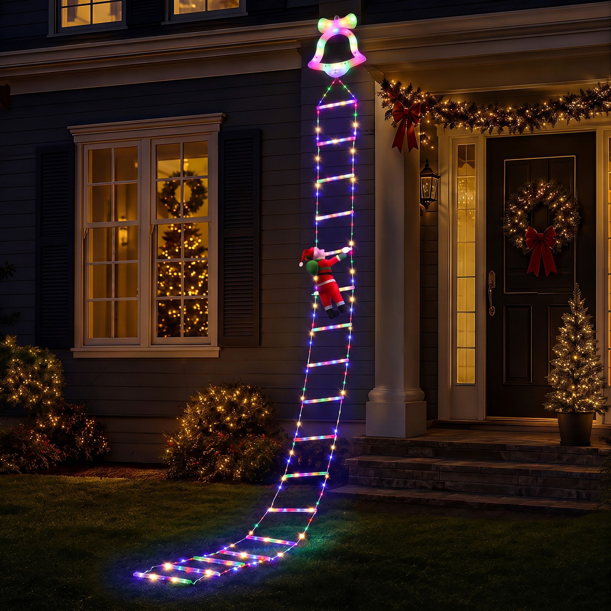 3.5M Christmas Lights 300 LED Ladder Light with Santa Claus Decor
