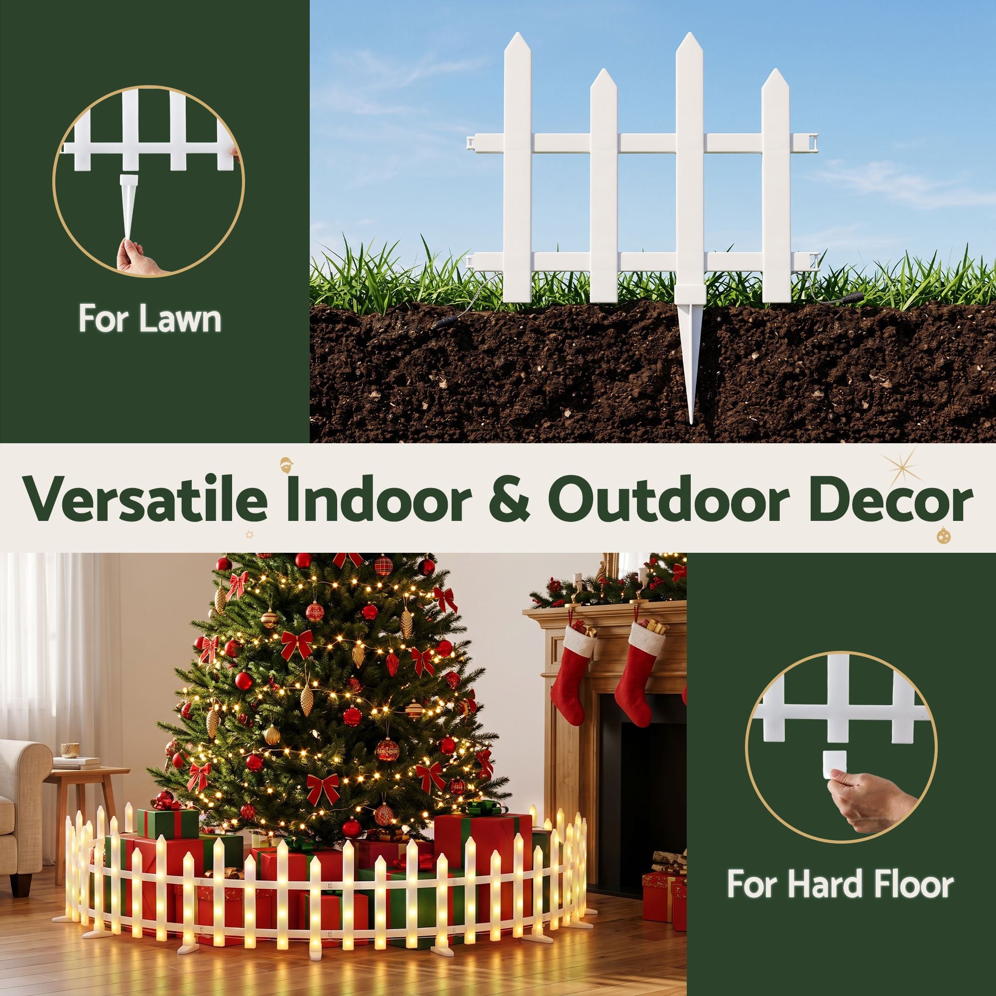 3m Solar Christmas Fence Lights Outdoor Garden Path Decor Warm White 8pc