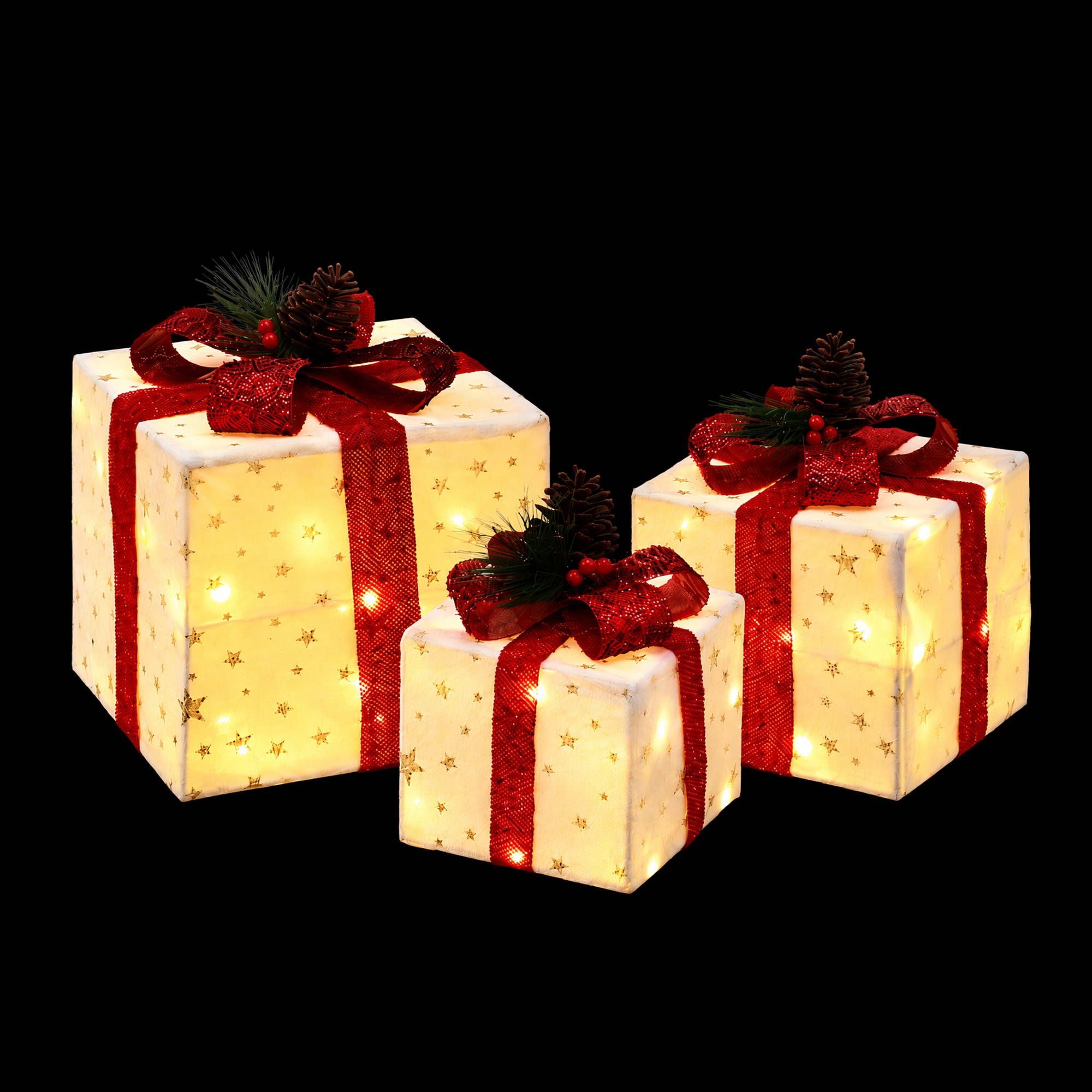 Christmas Decorations 3PC Lighted Gift Boxes Christmas Lights