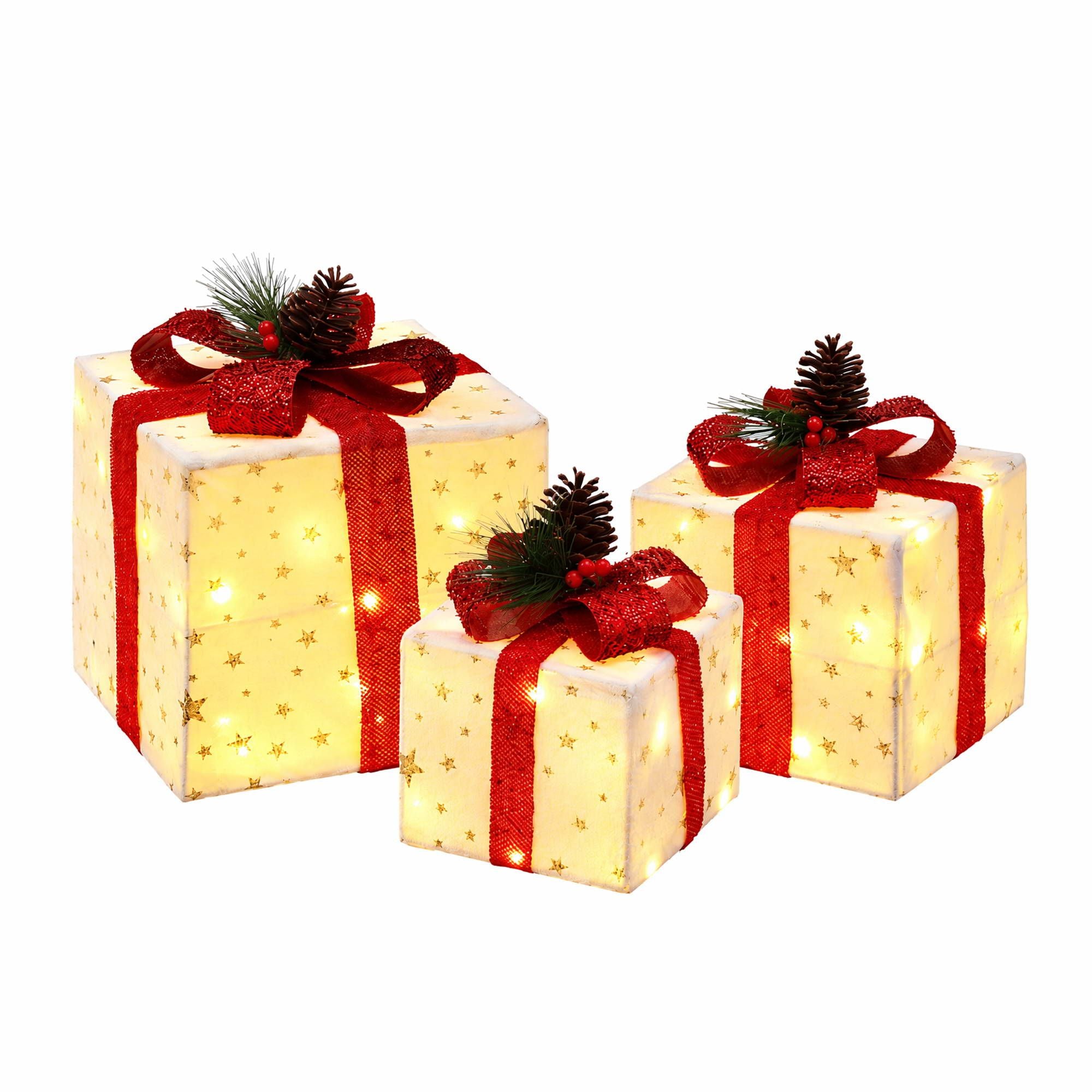 Christmas Decorations 3PC Lighted Gift Boxes Christmas Lights