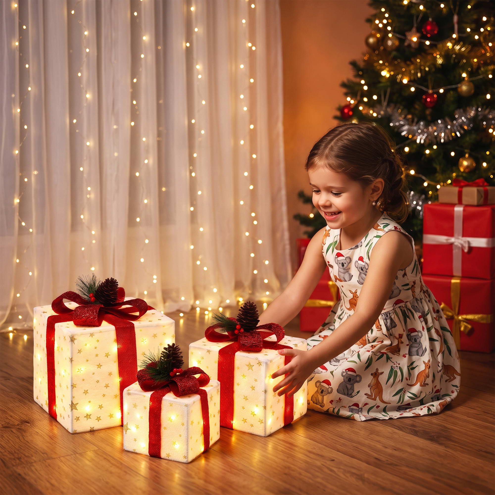 Christmas Decorations 3PC Lighted Gift Boxes Christmas Lights