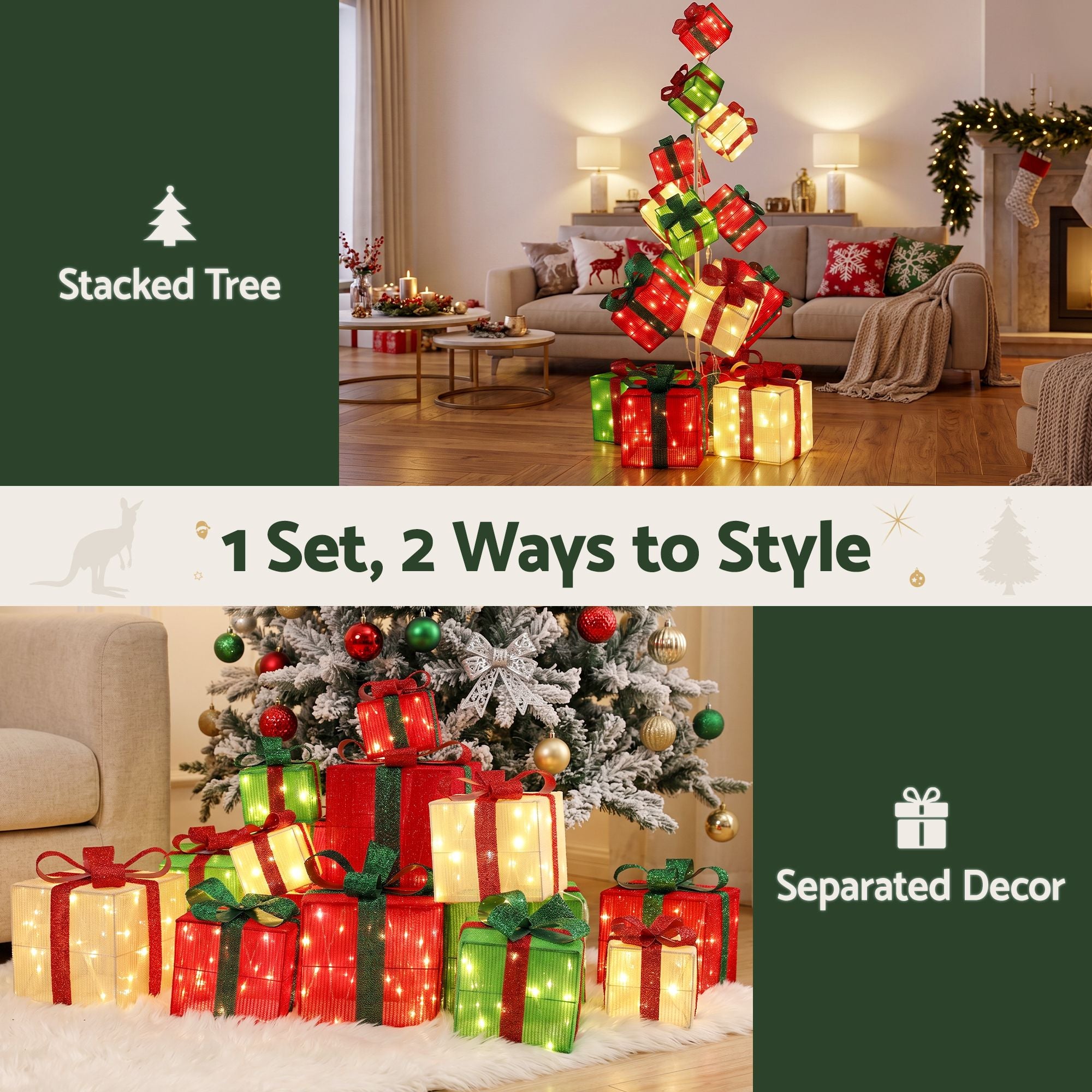 Christmas Decorations Lighted Gift Box Tower Christmas Lights Stackable 170cm